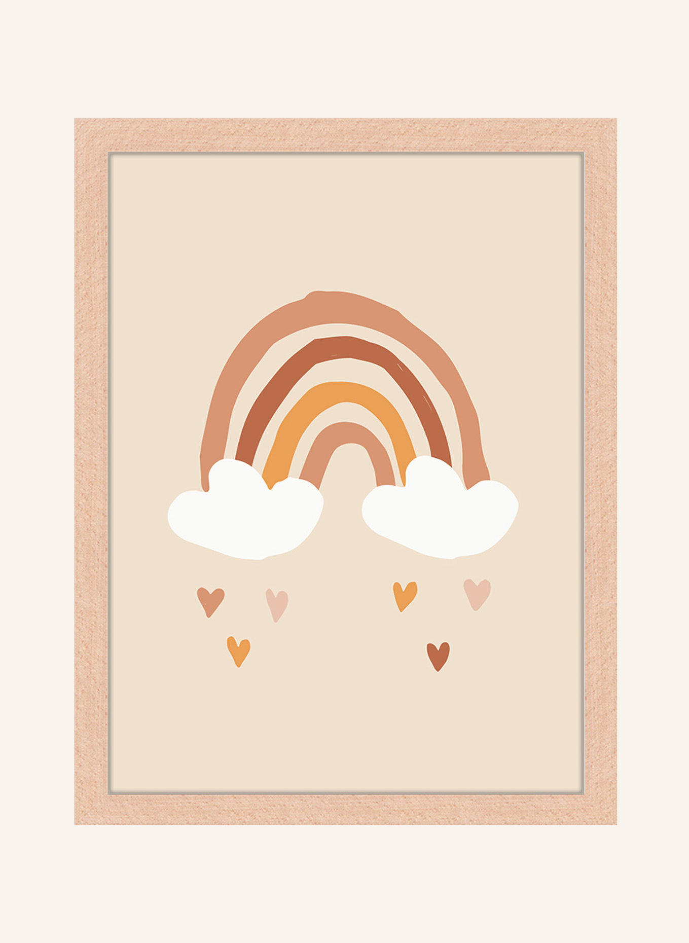 Milan Moon Wandbild ICH LIEBE REGENBÖGEN mit Rahmen: HELLBRAUN