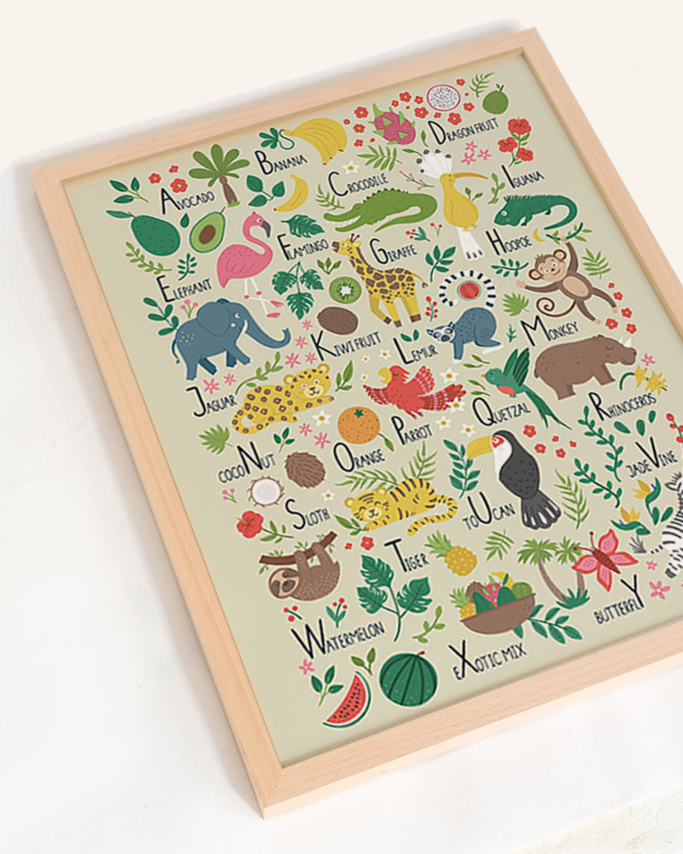 Milan Moon Wandbild ALPHABET mit Rahmen: HELLBRAUN