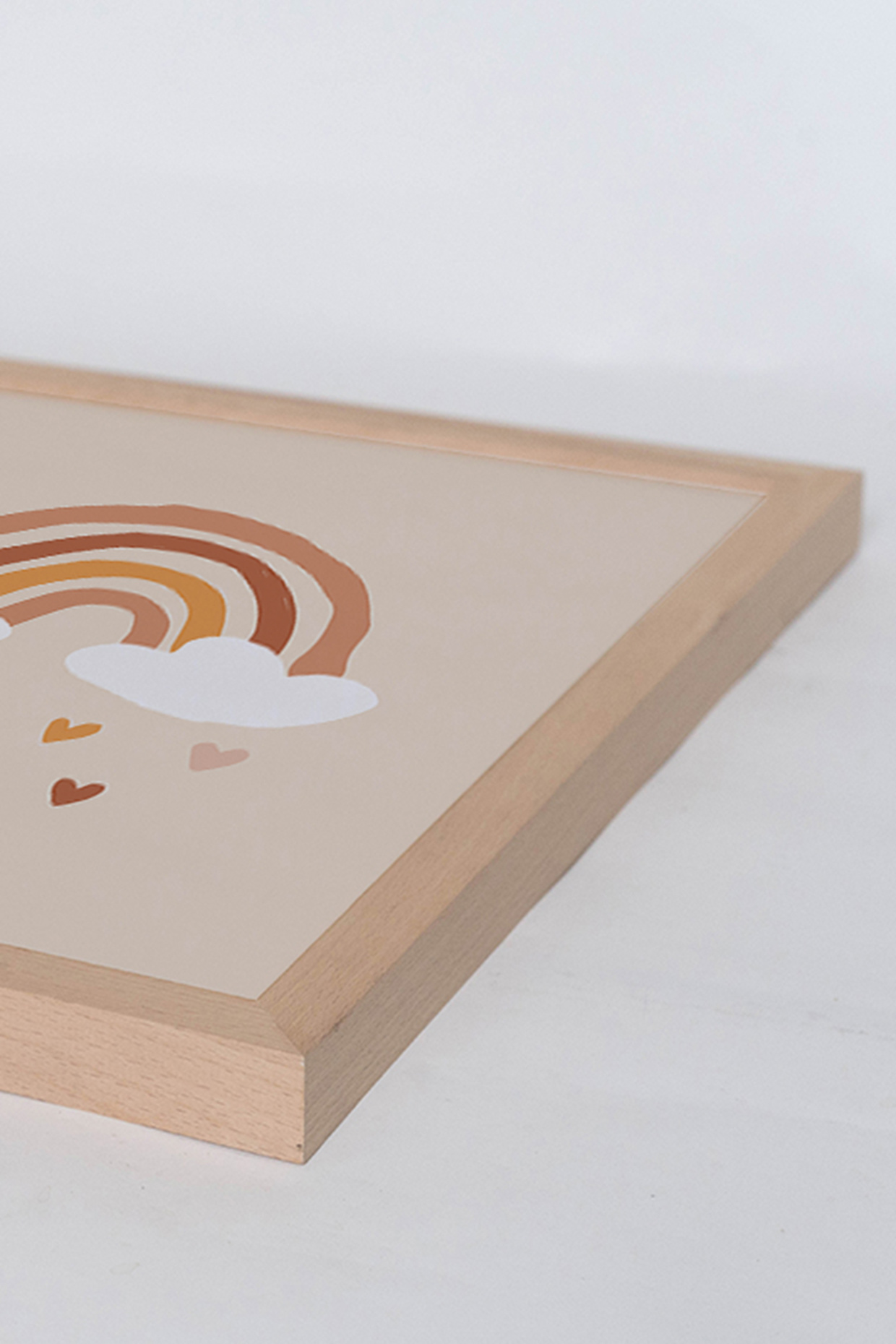 Milan Moon Wandbild ICH LIEBE REGENBÖGEN mit Rahmen: HELLBRAUN