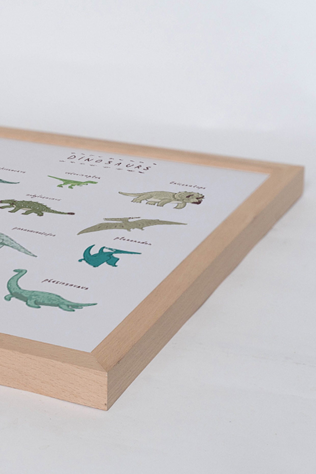 Milan Moon Wandbild DINOSAURIER mit Rahmen: HELLBRAUN