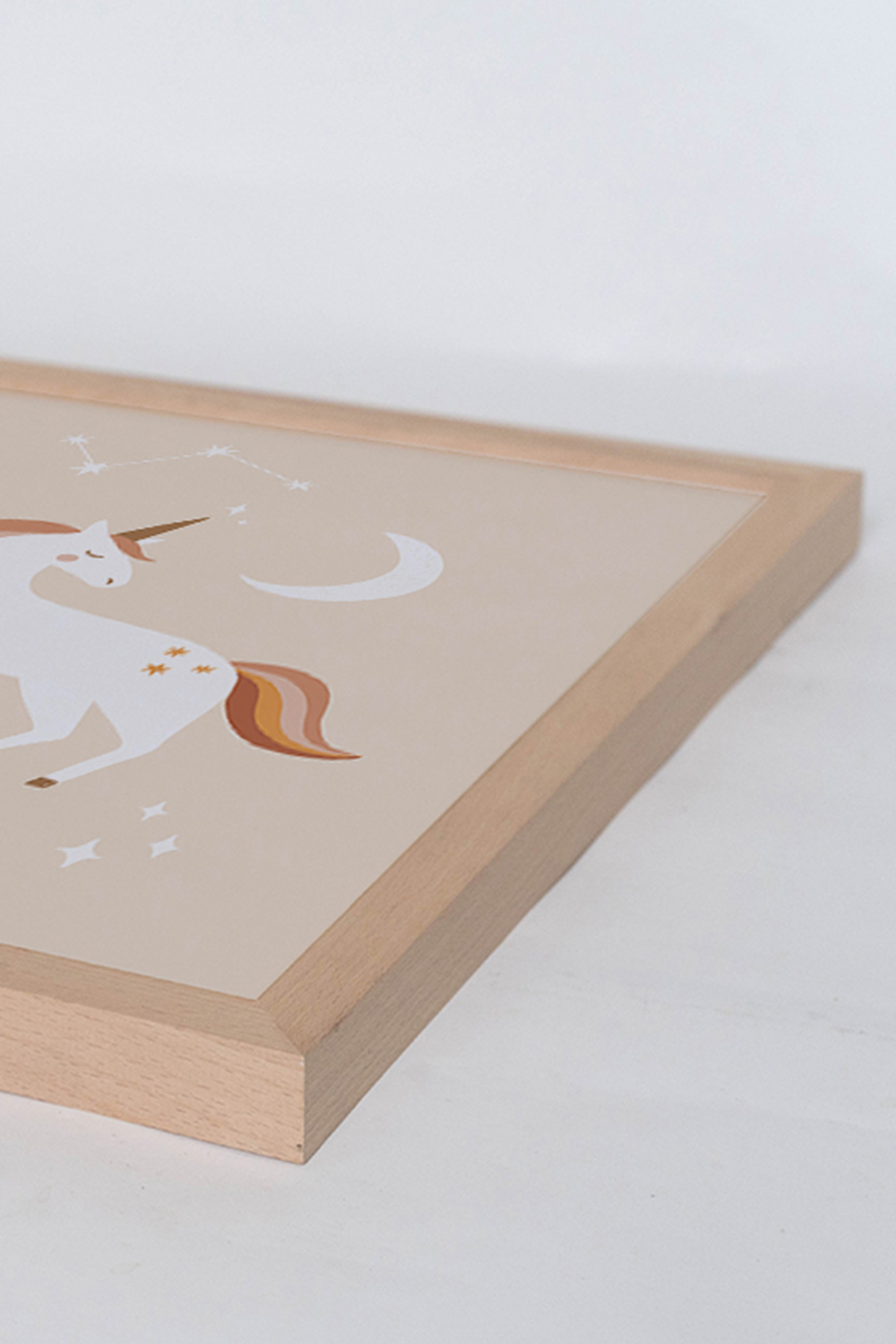 Milan Moon Wandbild ICH LIEBE EINHÖRNER mit Rahmen: HELLBRAUN