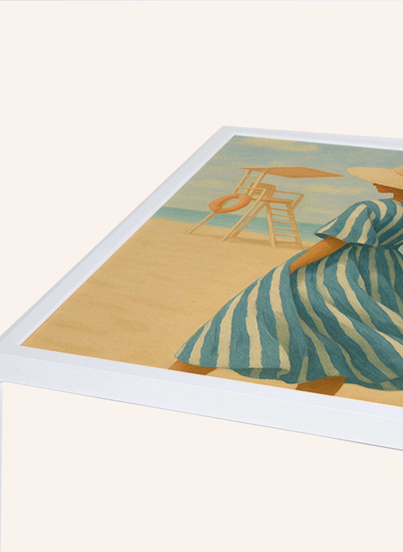 ANY IMAGE Wandbild STREIFENWIND mit Rahmen: WEISS