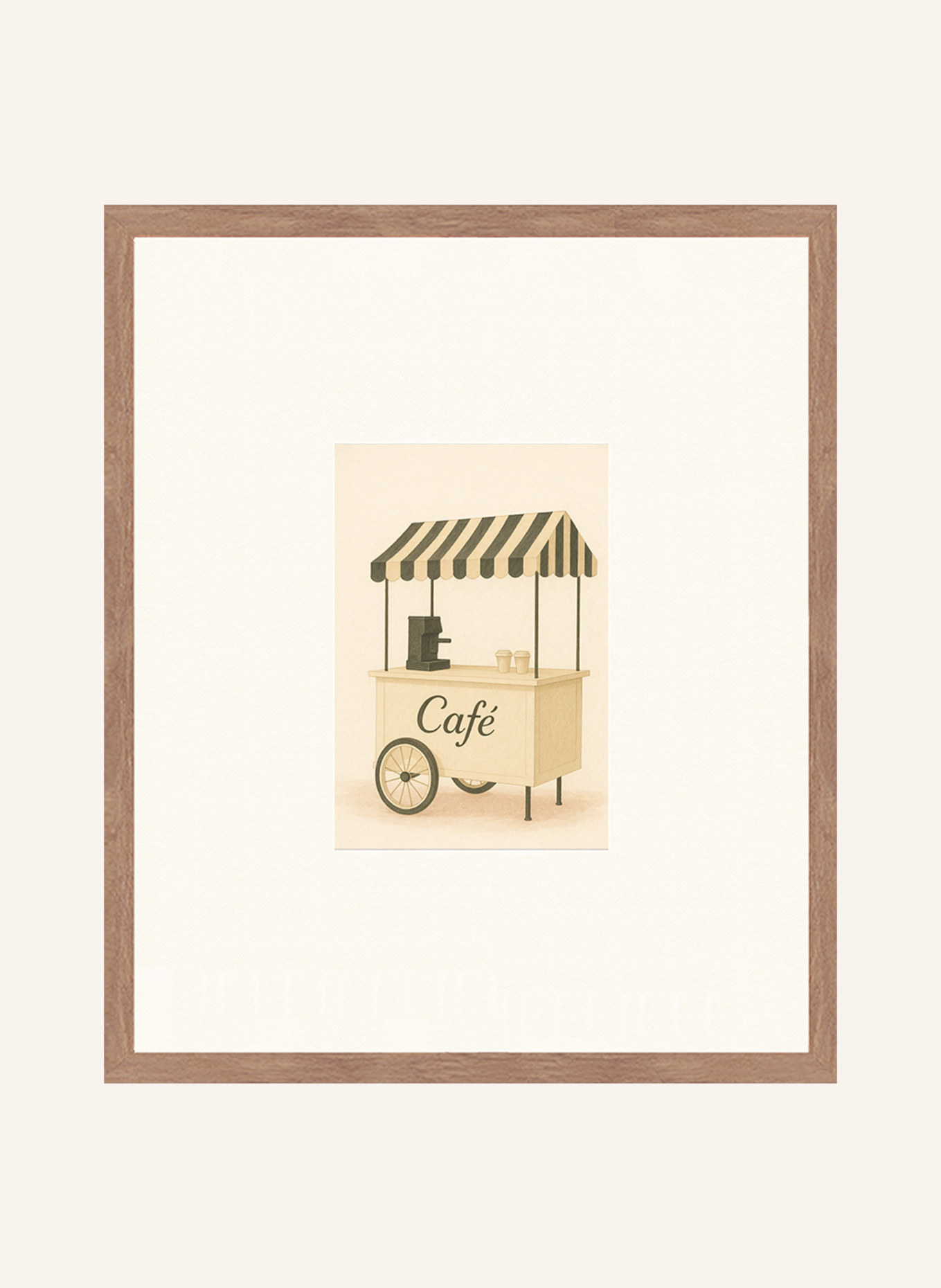 Liv Corday Wandbild CAFÉ À LA RUE mit Rahmen: BRAUN