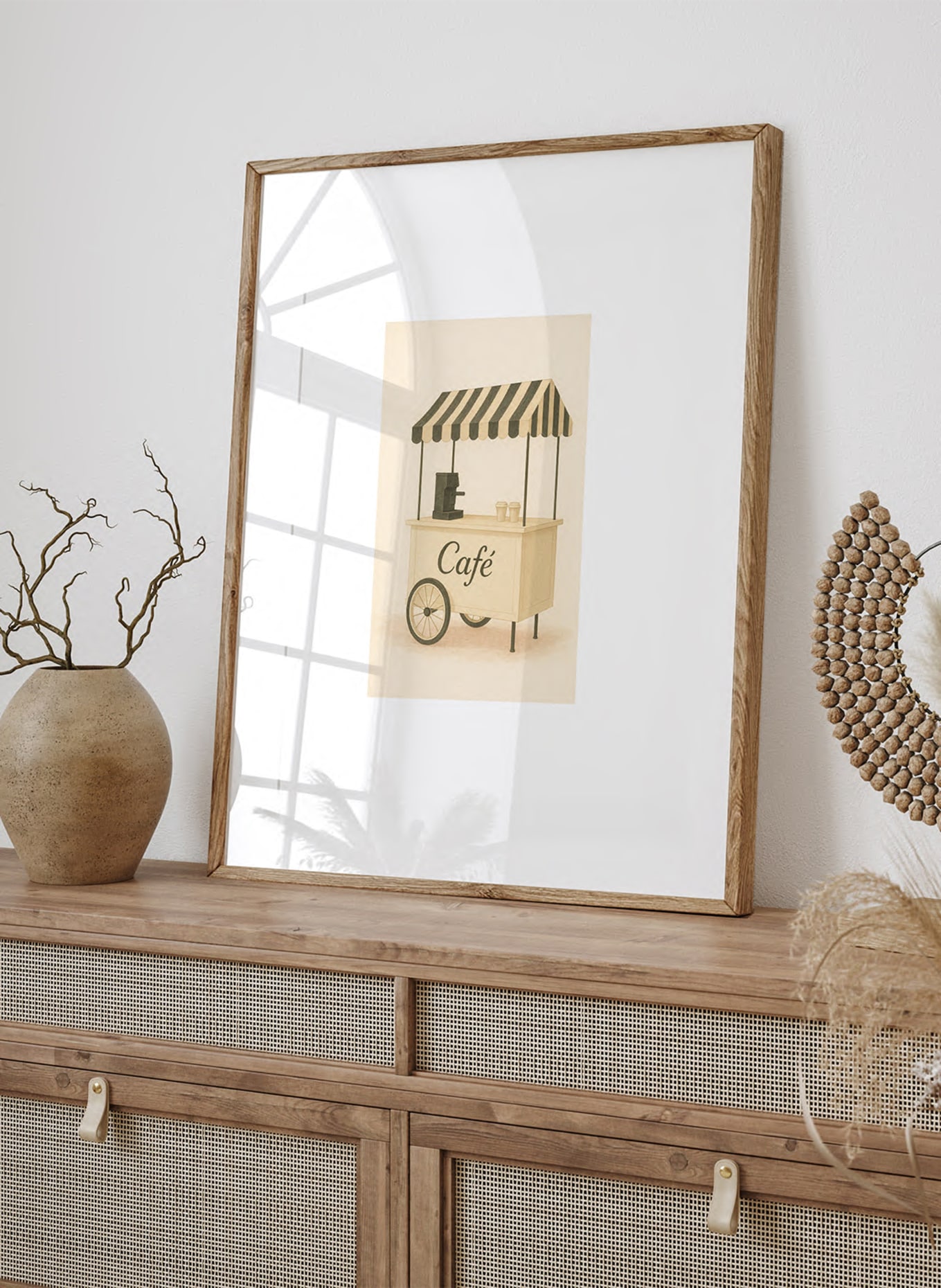 Liv Corday Wandbild CAFÉ À LA RUE mit Rahmen: BRAUN