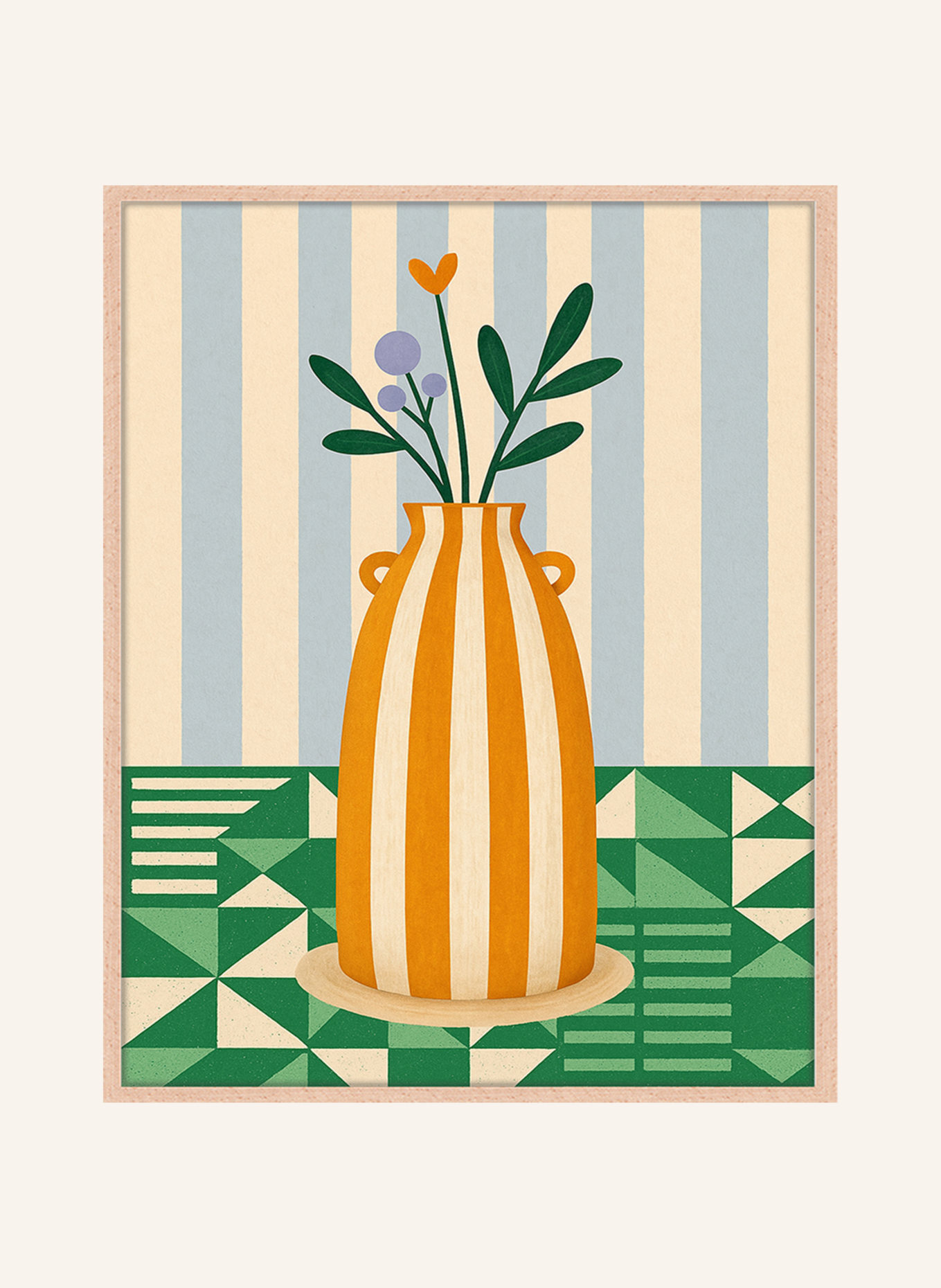 Liv Corday Wandbild GEOMETRISCHES BLÜHEN mit Rahmen: HELLBRAUN