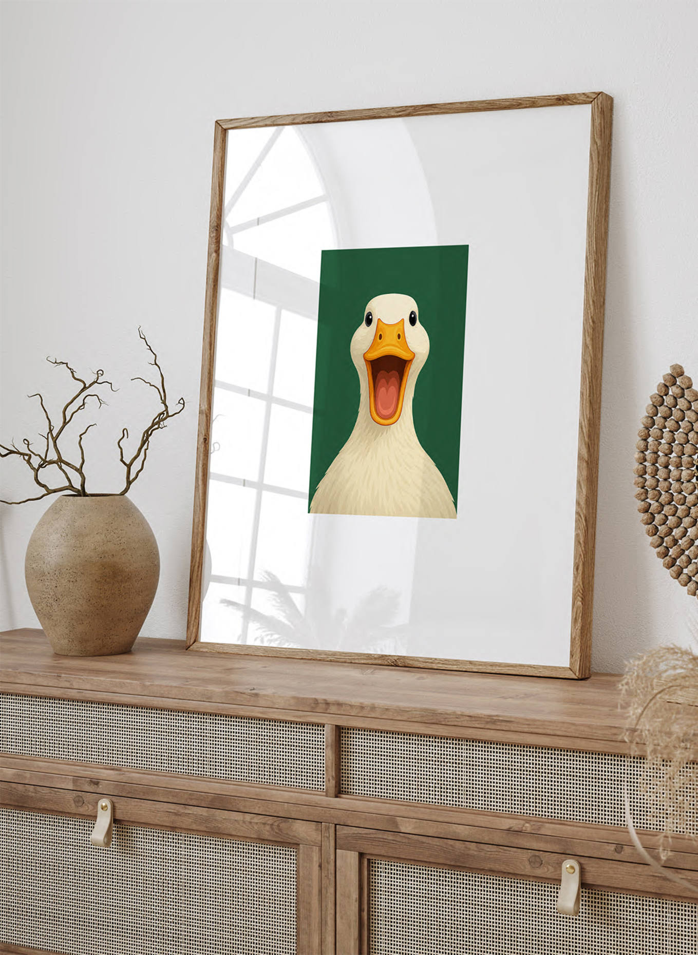 Liv Corday Wandbild DIE FRÖHLICHE ENTE mit Rahmen: BRAUN