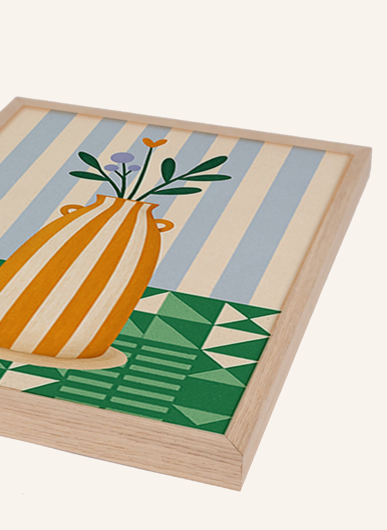 Liv Corday Wandbild GEOMETRISCHES BLÜHEN mit Rahmen: HELLBRAUN