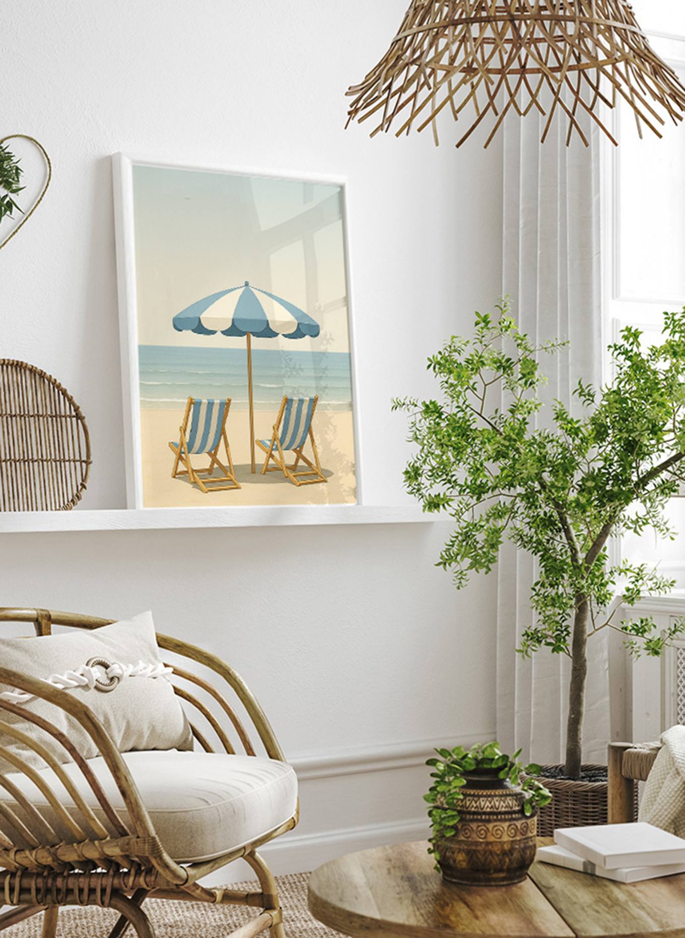 ANY IMAGE Wandbild SANFTE TAGE mit Rahmen: WEISS
