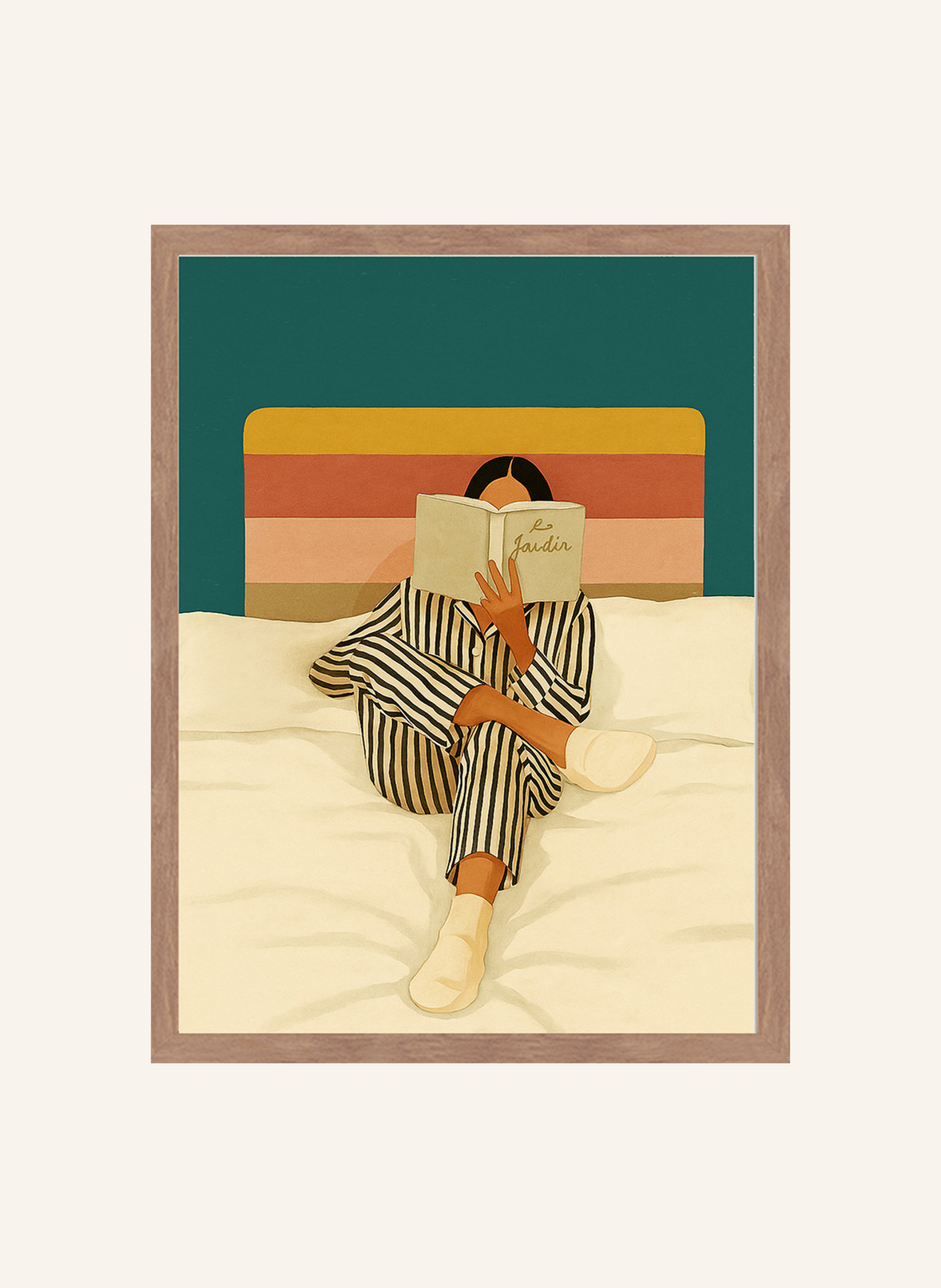 Liv Corday Wandbild LE JARDIN LESEN mit Rahmen: BRAUN