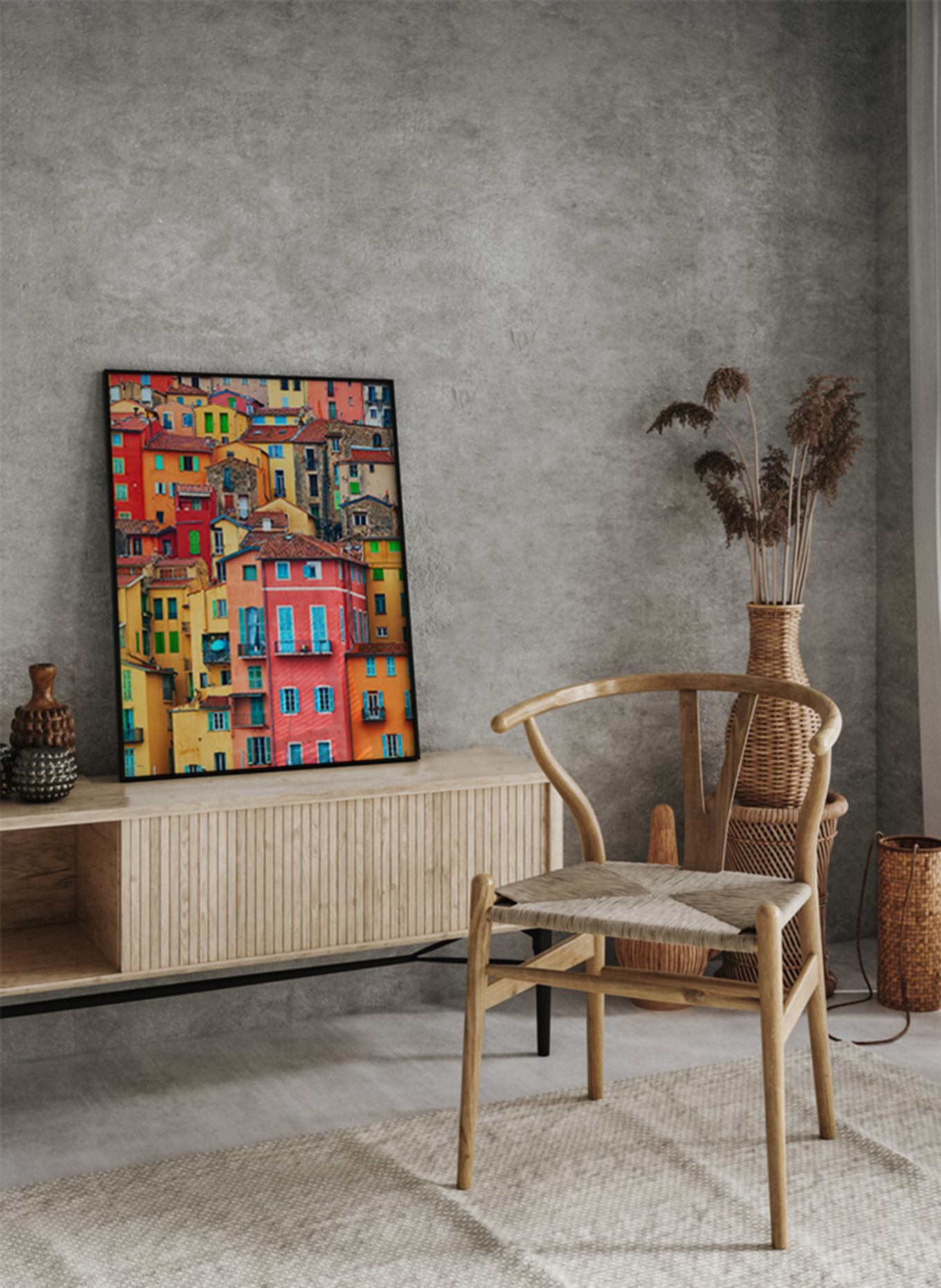 ANY IMAGE Wandbild MENTON, COTE D'AZUR, FRANCE mit Rahmen: SCHWARZ