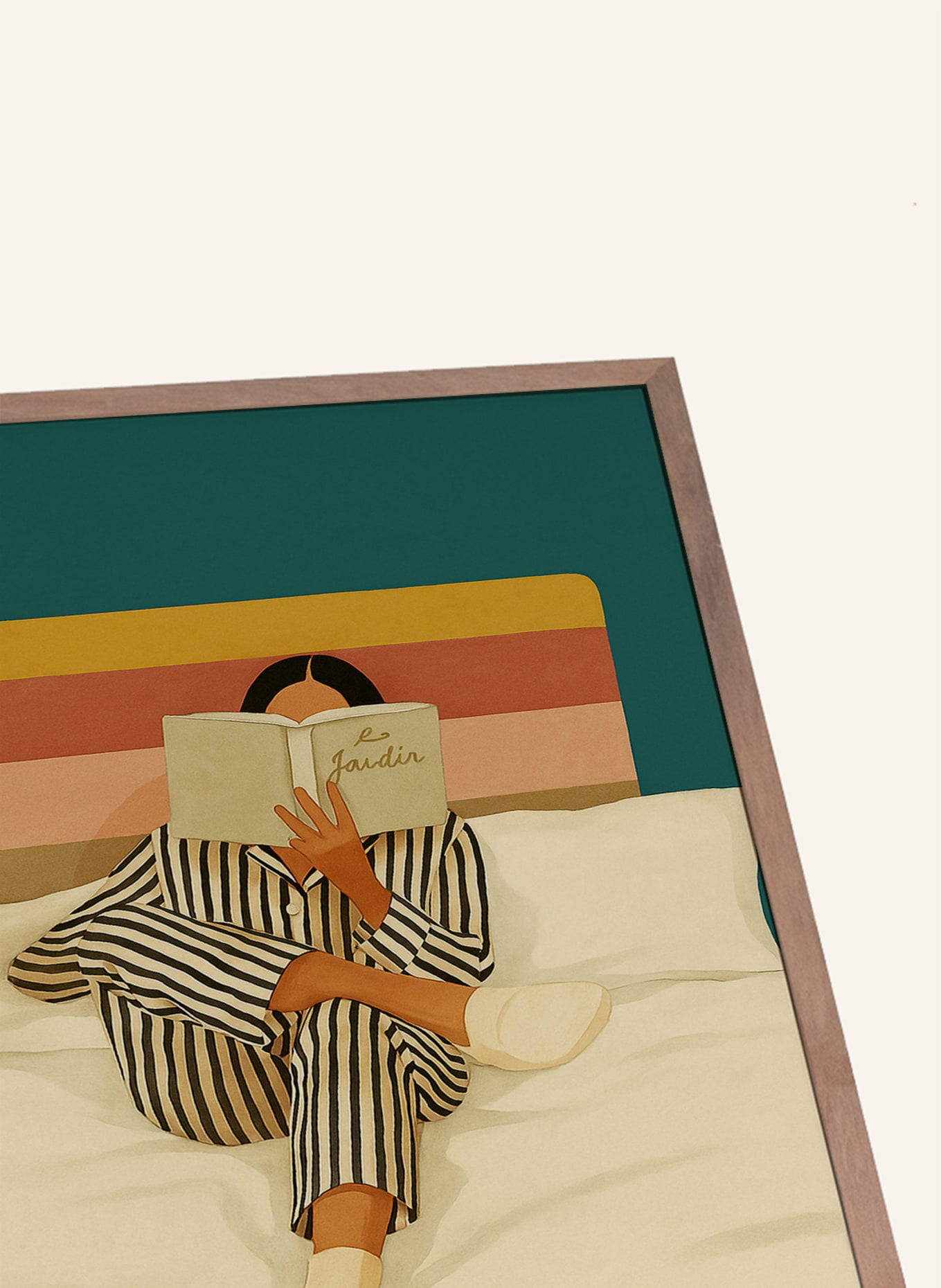 Liv Corday Wandbild LE JARDIN LESEN mit Rahmen: BRAUN