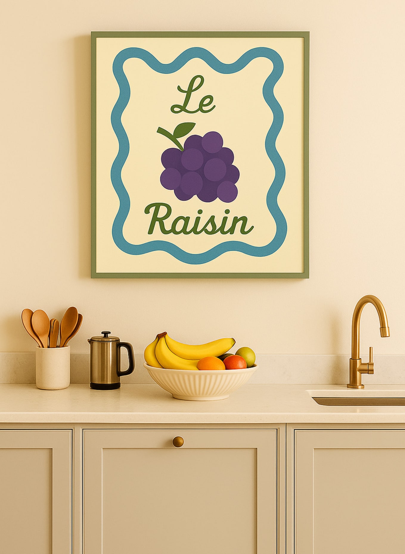 Liv Corday Wandbild DIE TRAUBE mit Rahmen: GRÜN