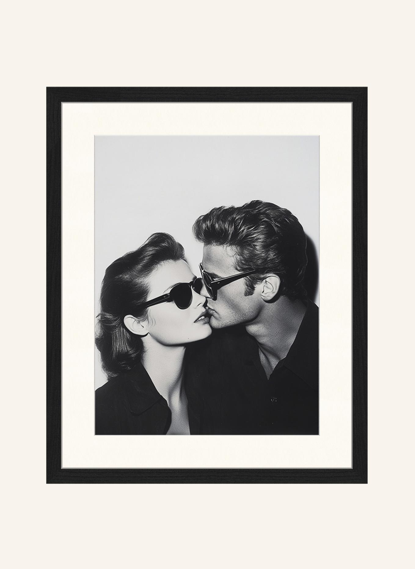 JACOB BADEN Wandbild DER KUSS mit Rahmen: SCHWARZ