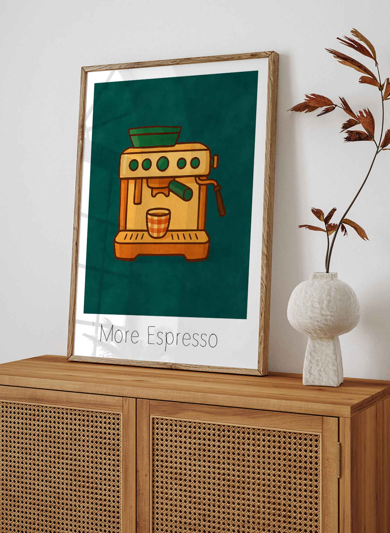 Liv Corday Wandbild MEHR ESPRESSO mit Rahmen: BRAUN