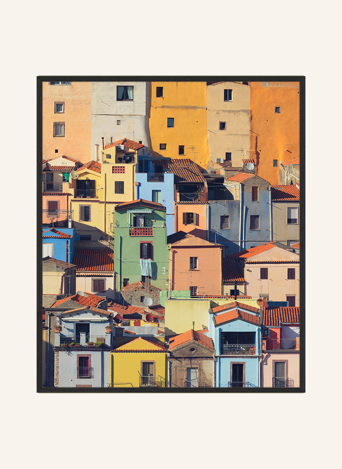 ANY IMAGE Wandbild BOSA, SARDINIEN mit Rahmen: SCHWARZ