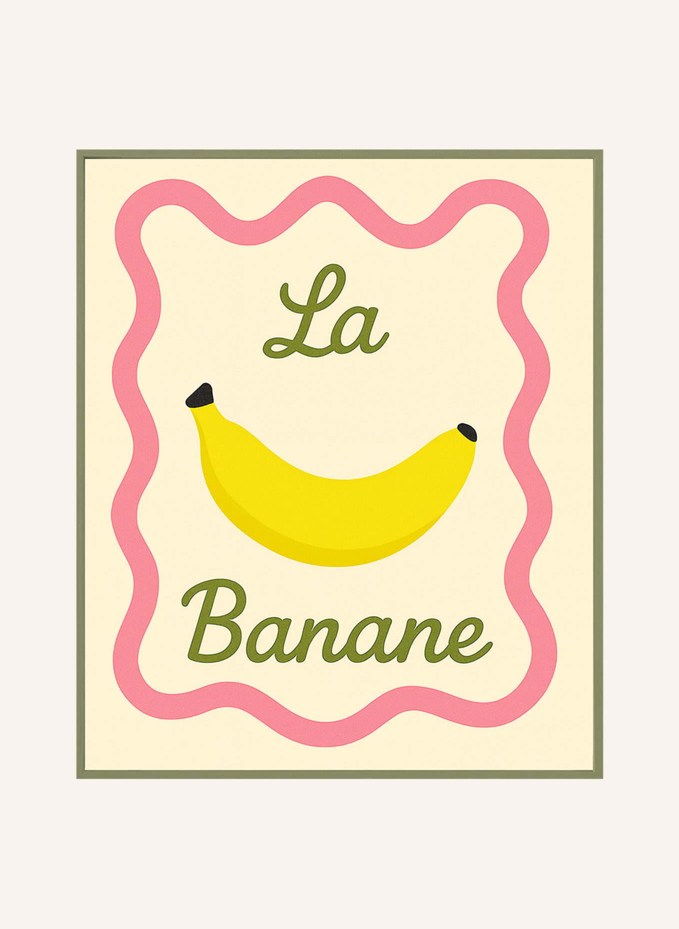 Liv Corday Wandbild DIE BANANE mit Rahmen: GRÜN