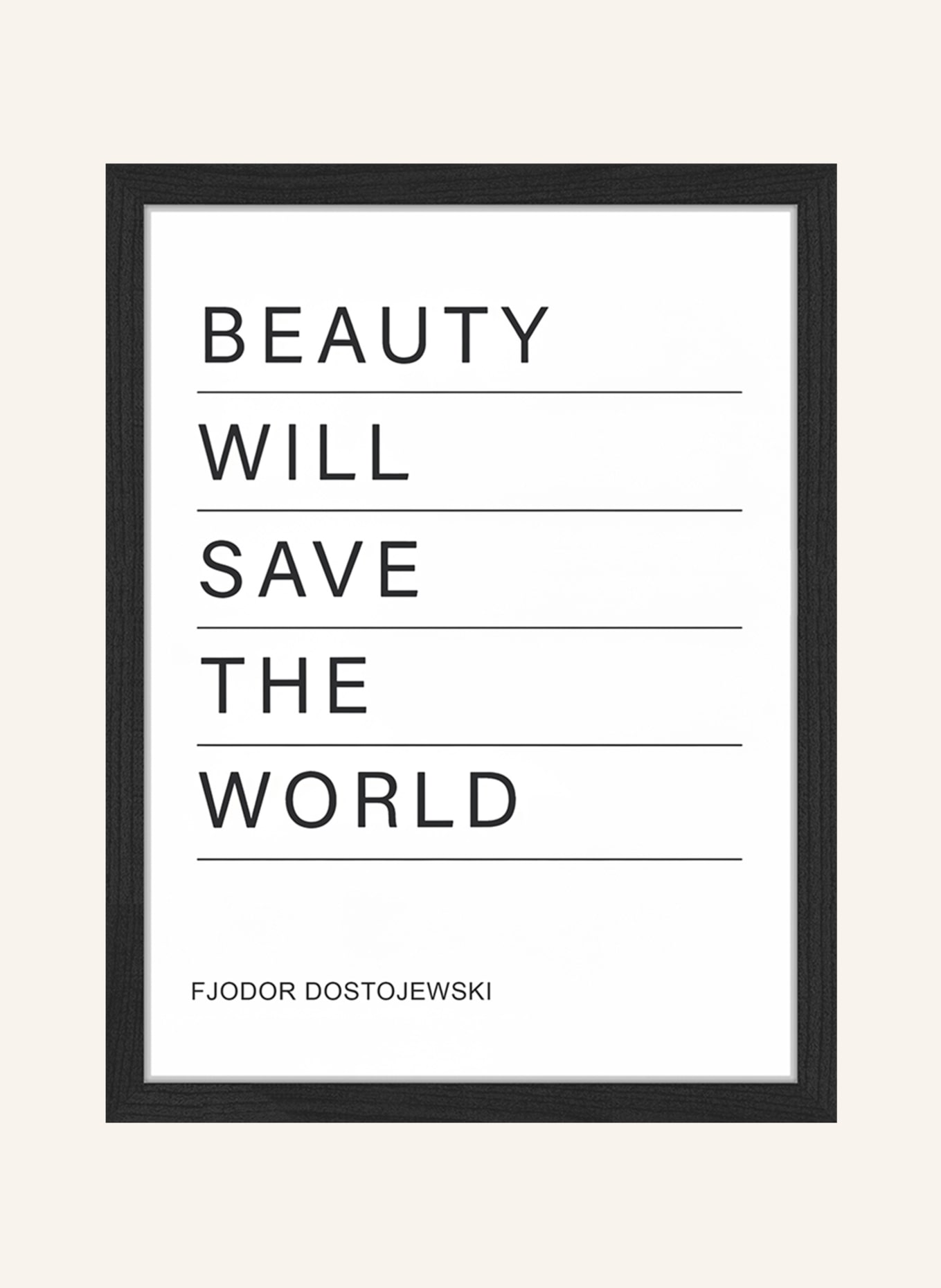 ANY IMAGE Wandbild BEAUTY WILL SAVE mit Rahmen: SCHWARZ