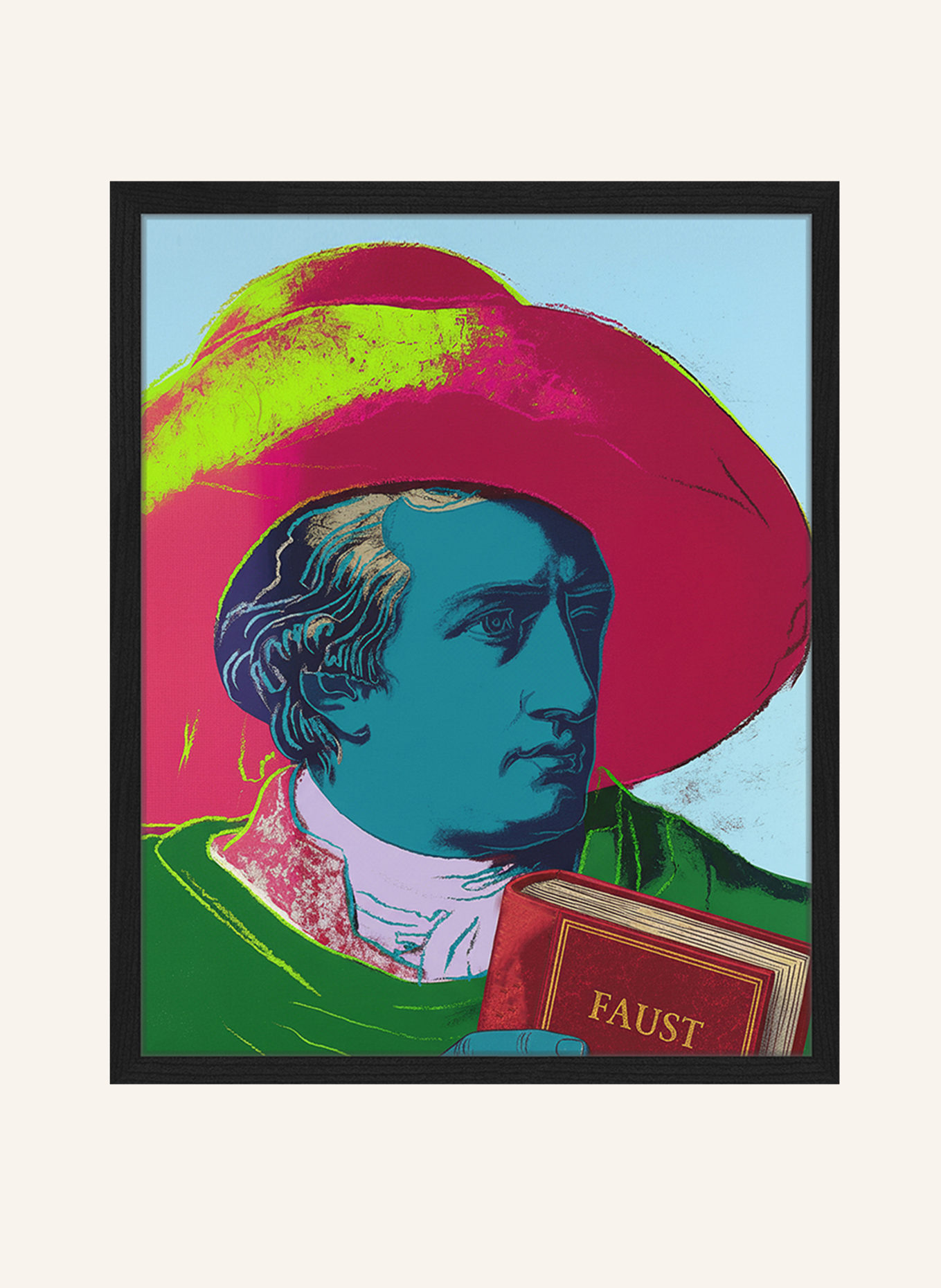 ANY IMAGE Wandbild GOETHE IN FARBE mit Rahmen: SCHWARZ