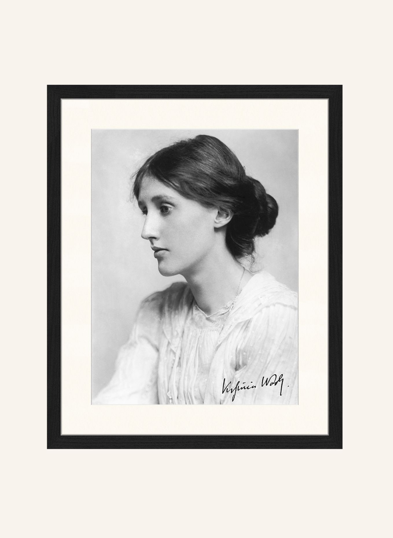 ANY IMAGE Wandbild VIRGINIA WOOLF mit Rahmen: SCHWARZ