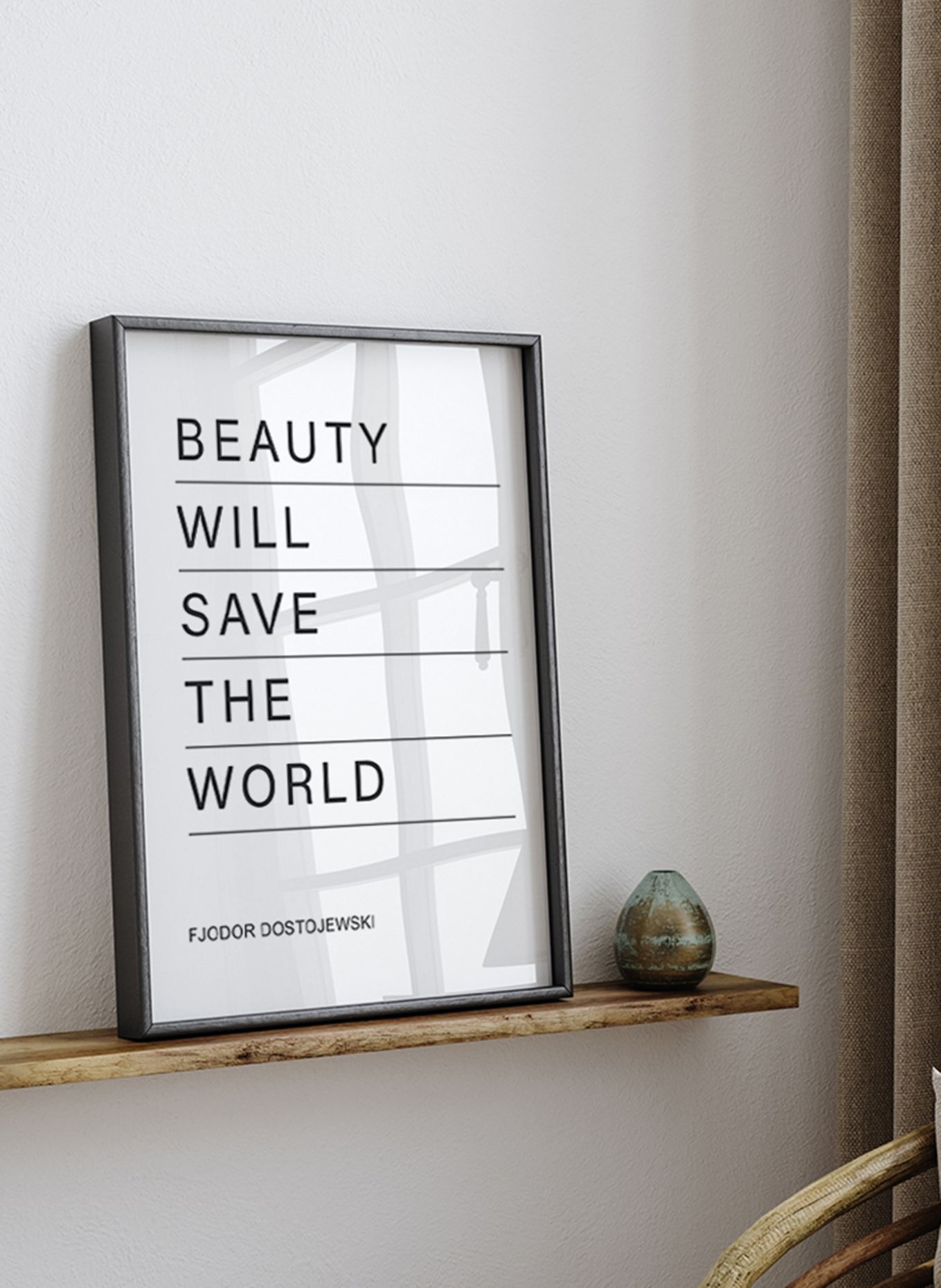 ANY IMAGE Wandbild BEAUTY WILL SAVE mit Rahmen: SCHWARZ