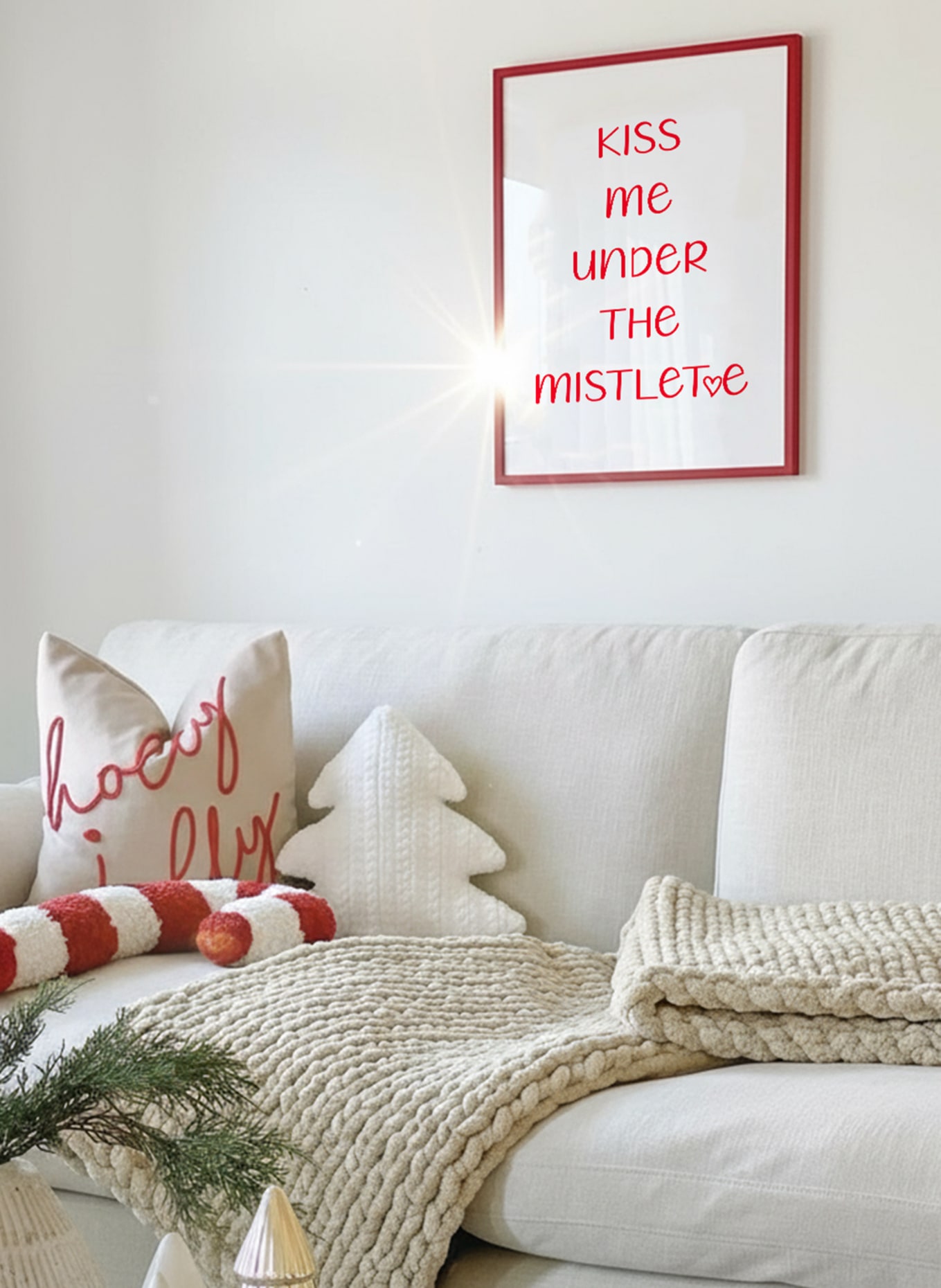 Liv Corday Wandbild MISTELZWEIG mit Rahmen: ROT