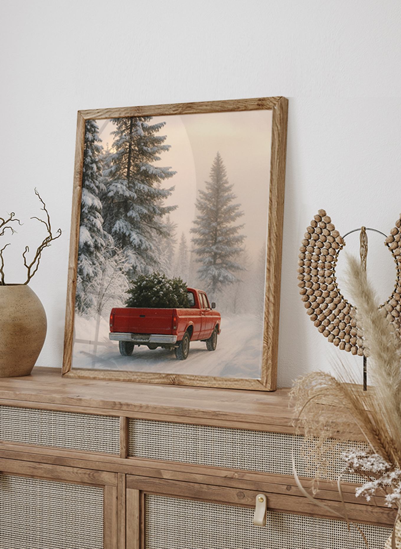 ANY IMAGE Wandbild WEIHNACHTSTRADITION mit Rahmen: BRAUN