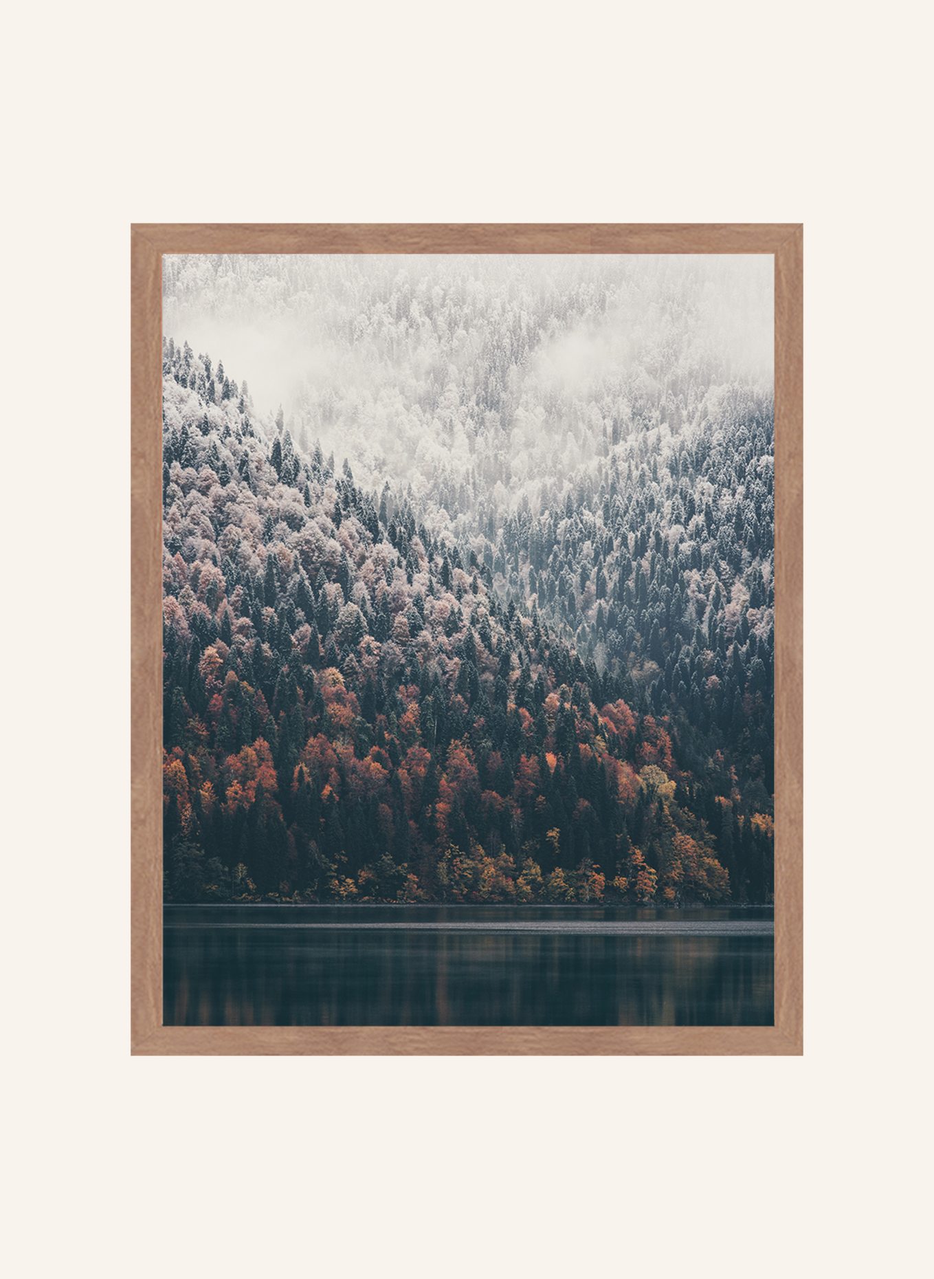 ANY IMAGE Wandbild WINTER LANDSCHAFT mit Rahmen: BRAUN