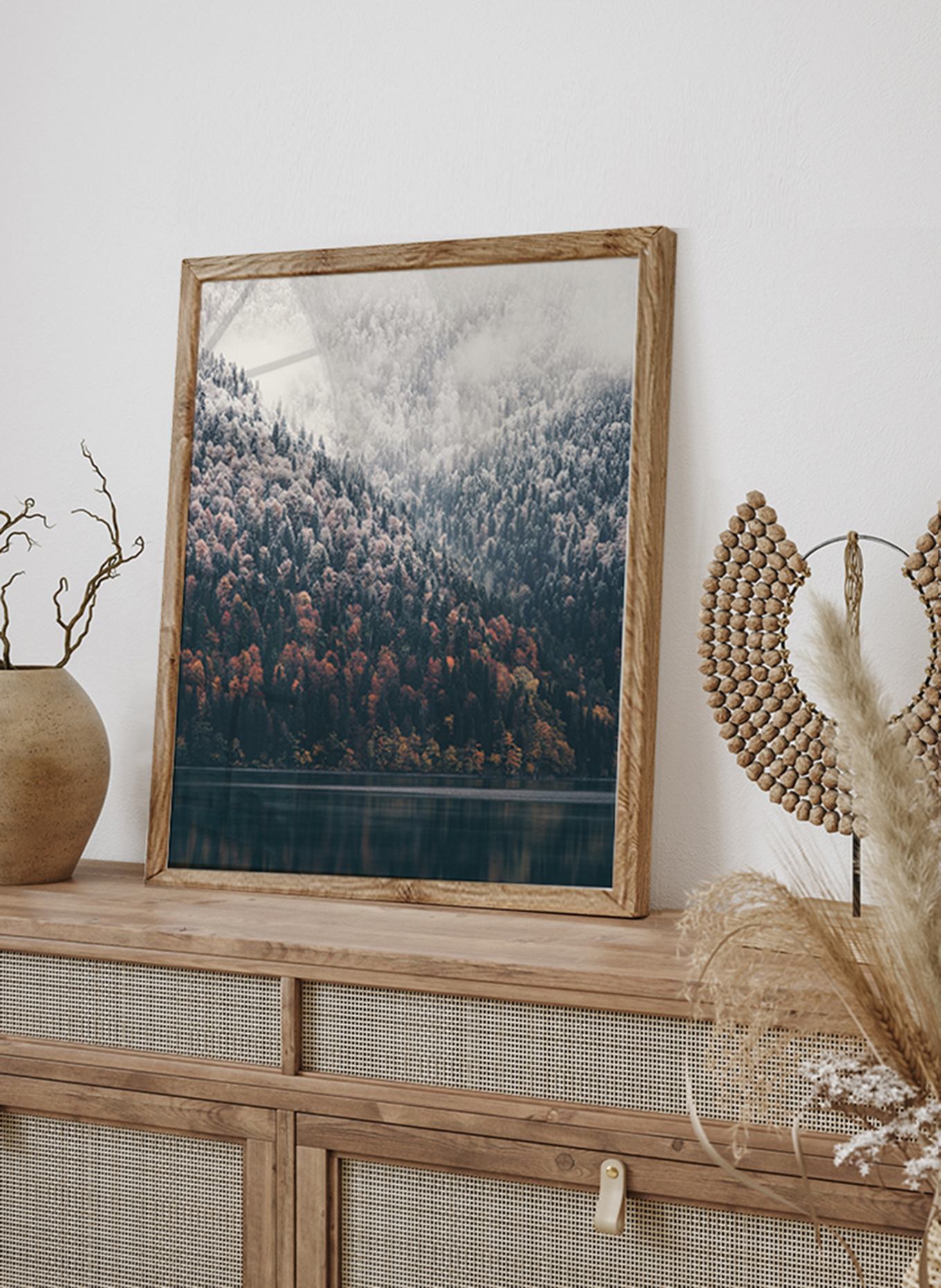 ANY IMAGE Wandbild WINTER LANDSCHAFT mit Rahmen: BRAUN