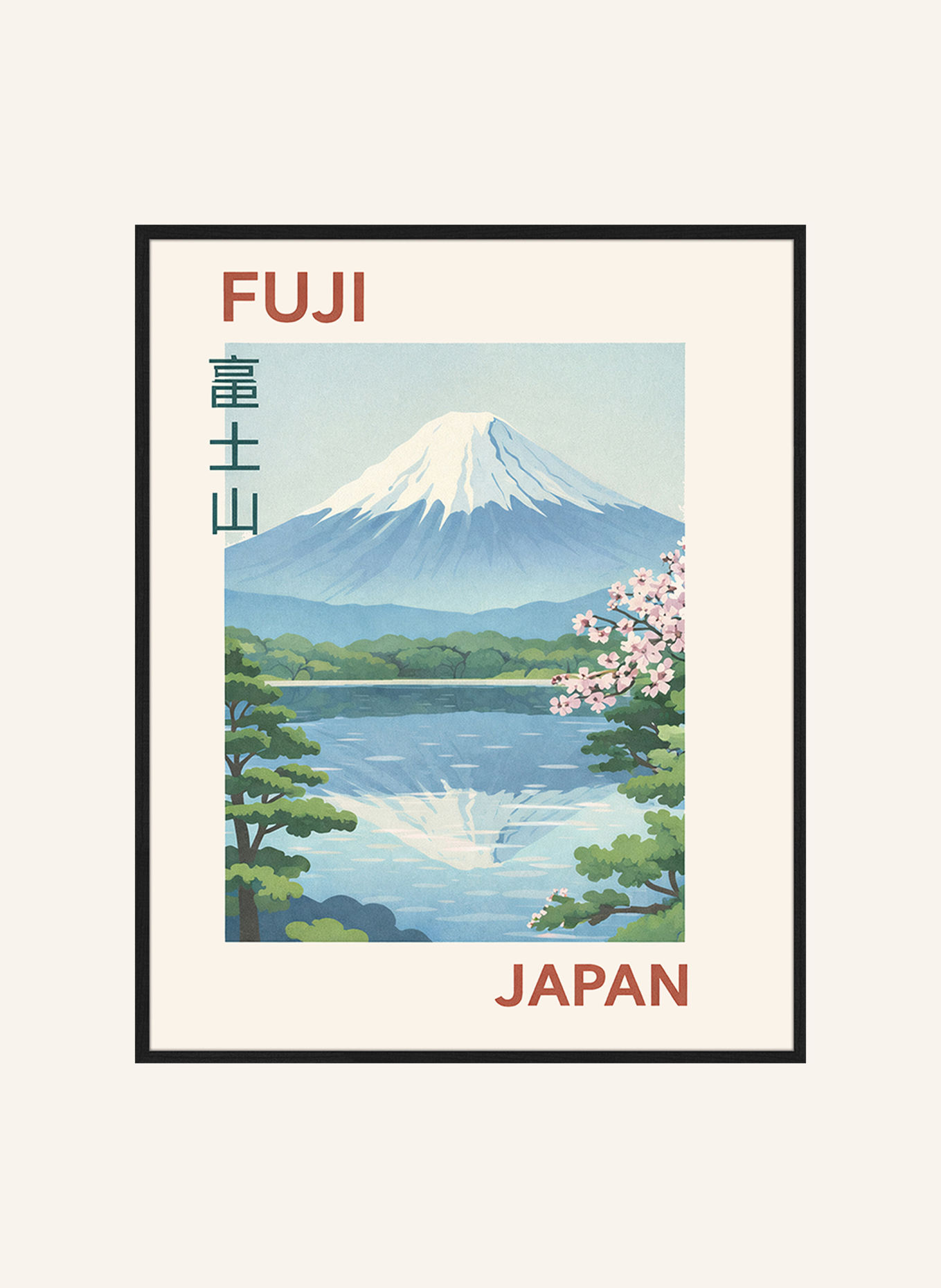 Liv Corday Wandbild FUJI, JAPAN mit Rahmen: SCHWARZ
