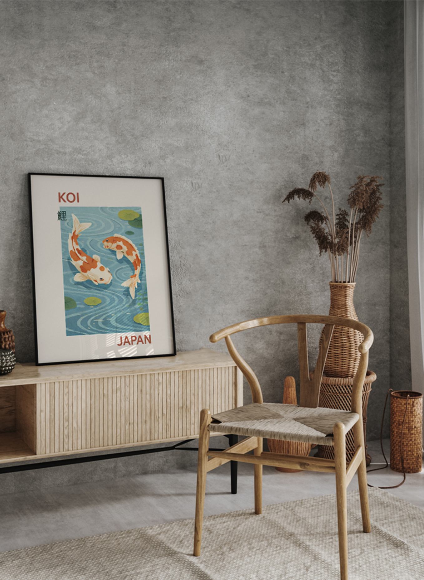 Liv Corday Wandbild KOI, JAPAN mit Rahmen: SCHWARZ