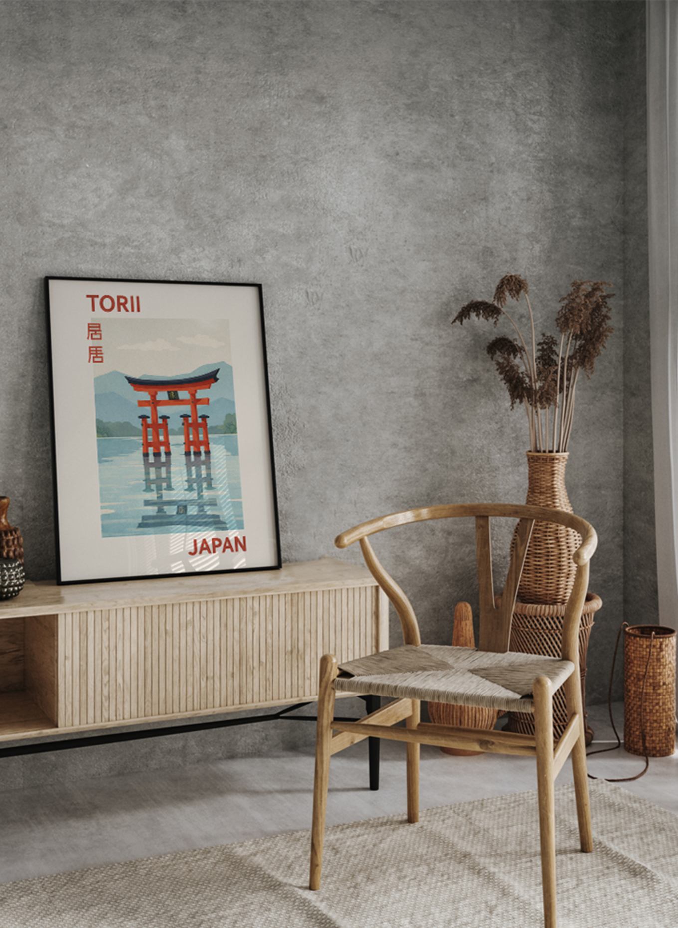 Liv Corday Wandbild TORII, JAPAN mit Rahmen: SCHWARZ