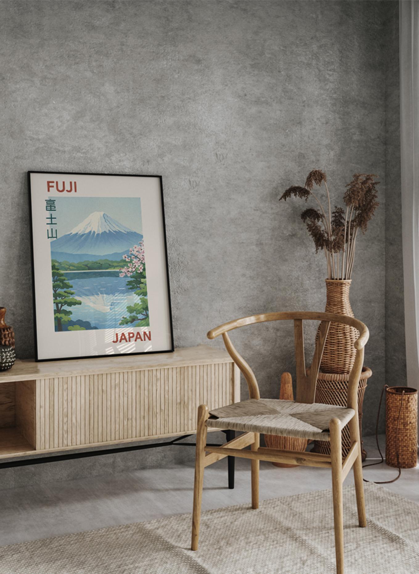 Liv Corday Wandbild FUJI, JAPAN mit Rahmen: SCHWARZ