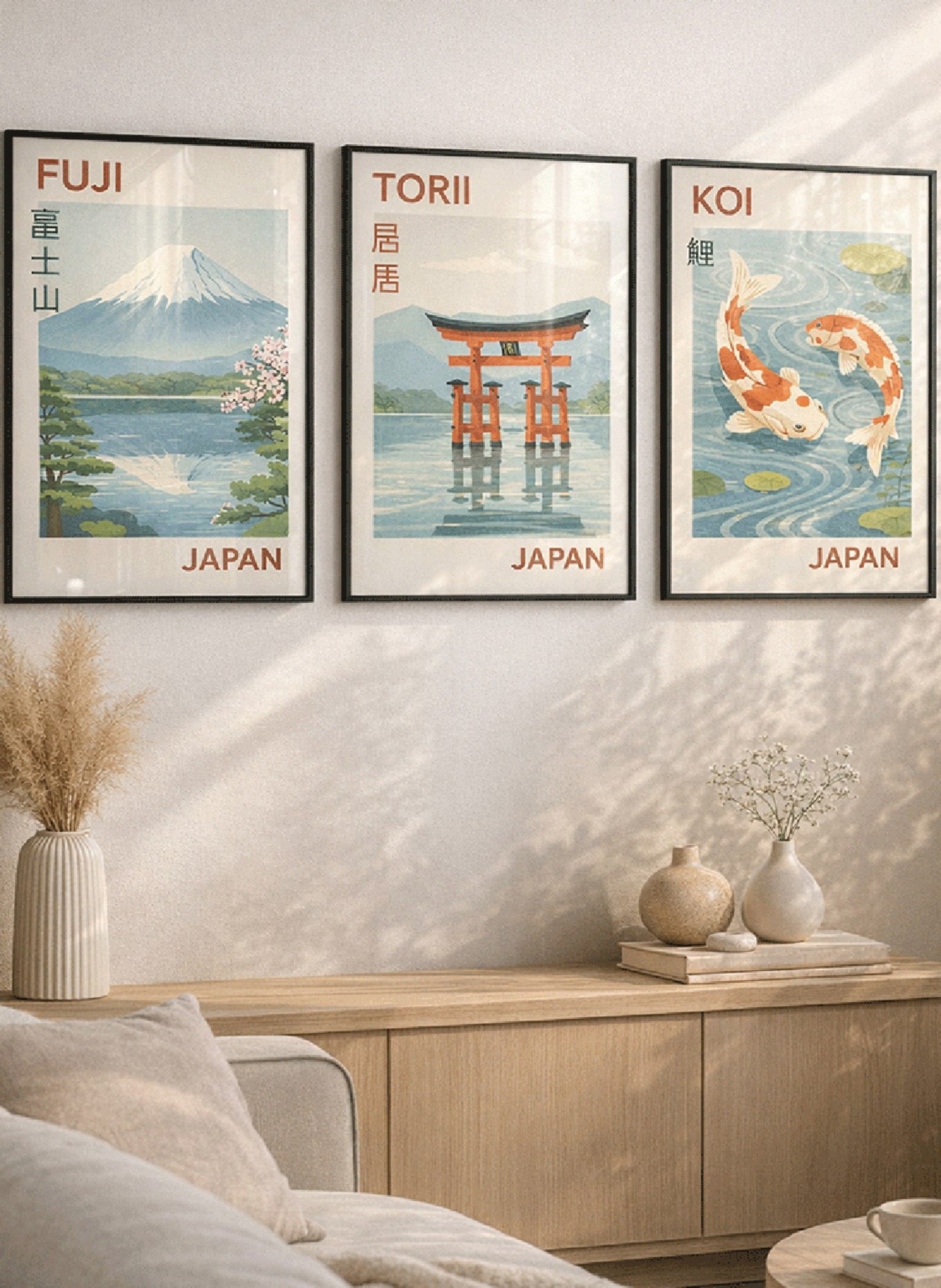 Liv Corday Wandbild KOI, JAPAN mit Rahmen: SCHWARZ