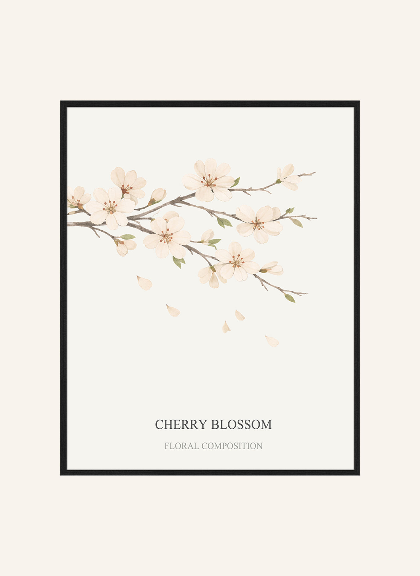 Liv Corday Wandbild KIRSCHBLÜTE, FLORALE KOMPOSITION mit Rahmen: SCHWARZ