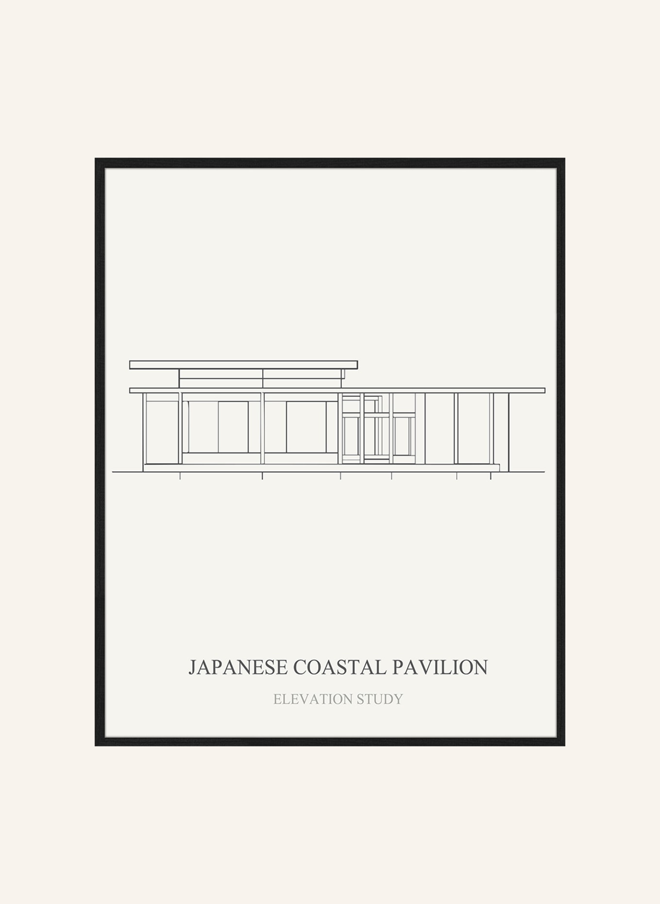 Liv Corday Wandbild JAPANISCHER KÜSTENPAVILLON mit Rahmen: SCHWARZ