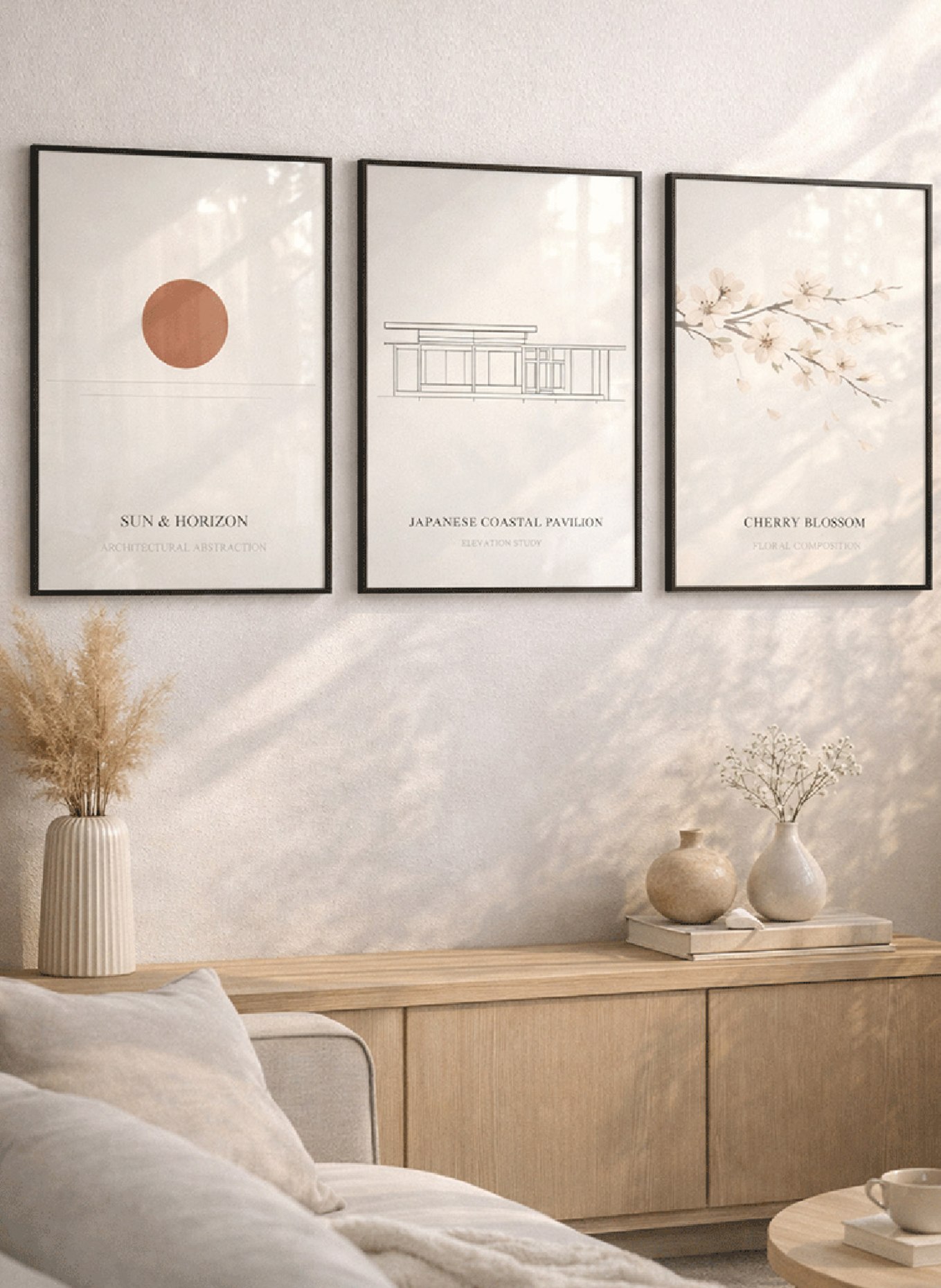 Liv Corday Wandbild JAPANISCHER KÜSTENPAVILLON mit Rahmen: SCHWARZ