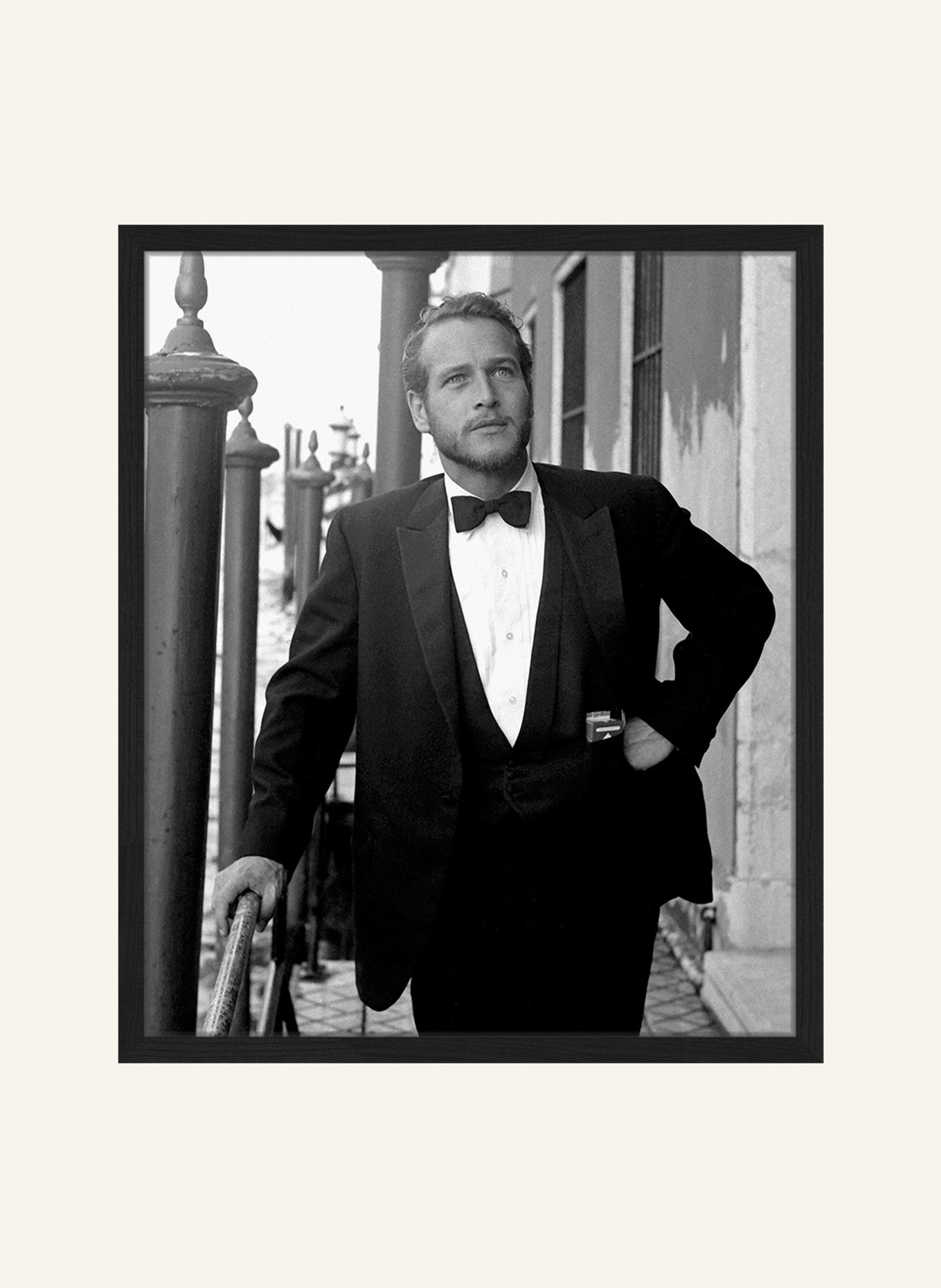 JACOB BADEN Wandbild PAUL NEWMAN mit Rahmen: SCHWARZ