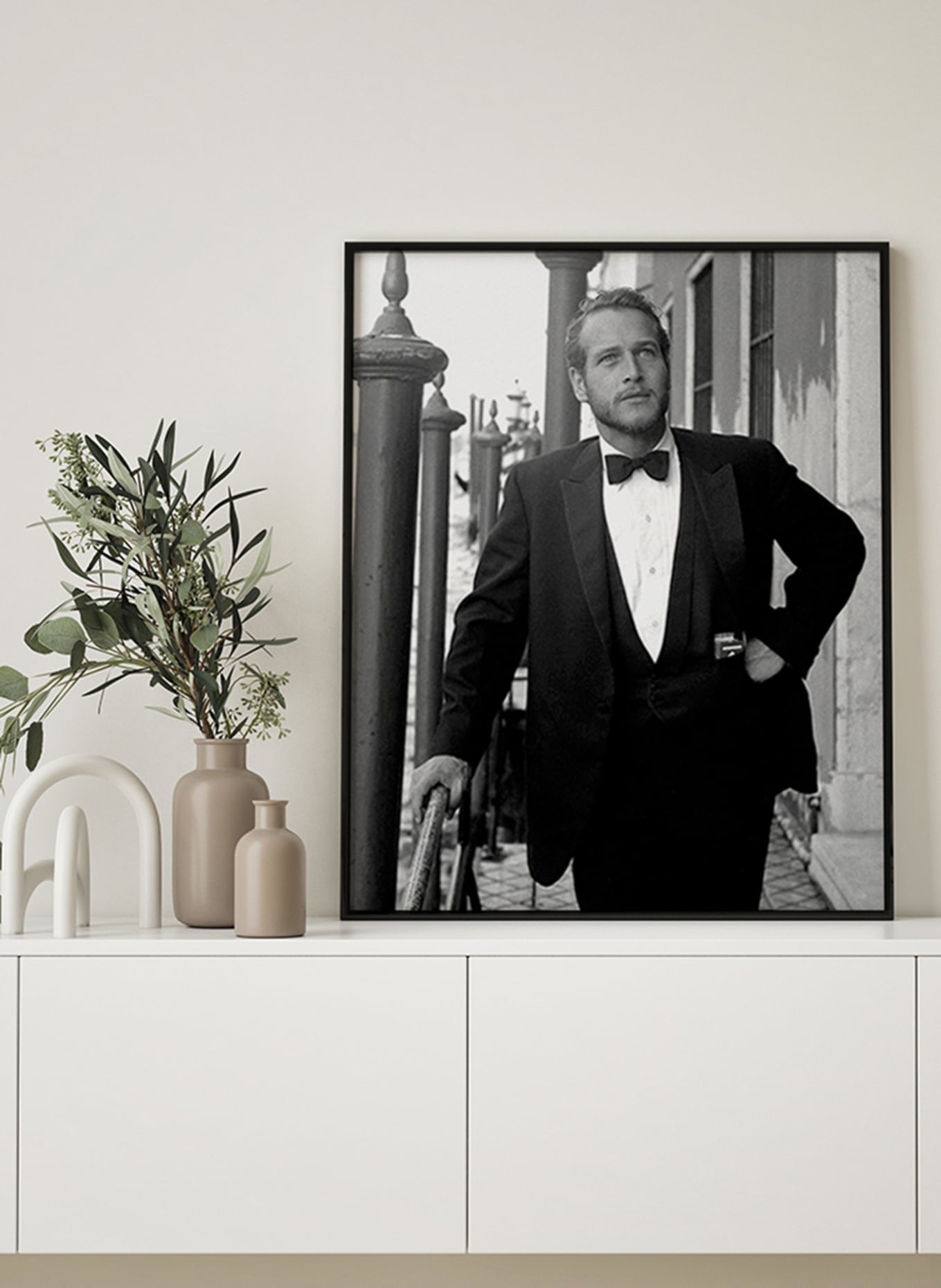 JACOB BADEN Wandbild PAUL NEWMAN mit Rahmen: SCHWARZ