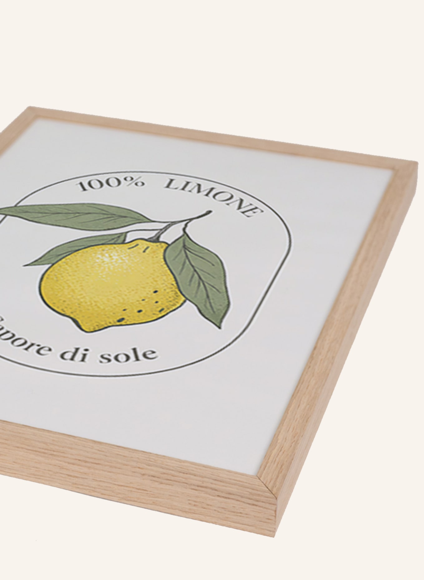 Liv Corday Wandbild 100% ZITRONE mit Rahmen: ECRU