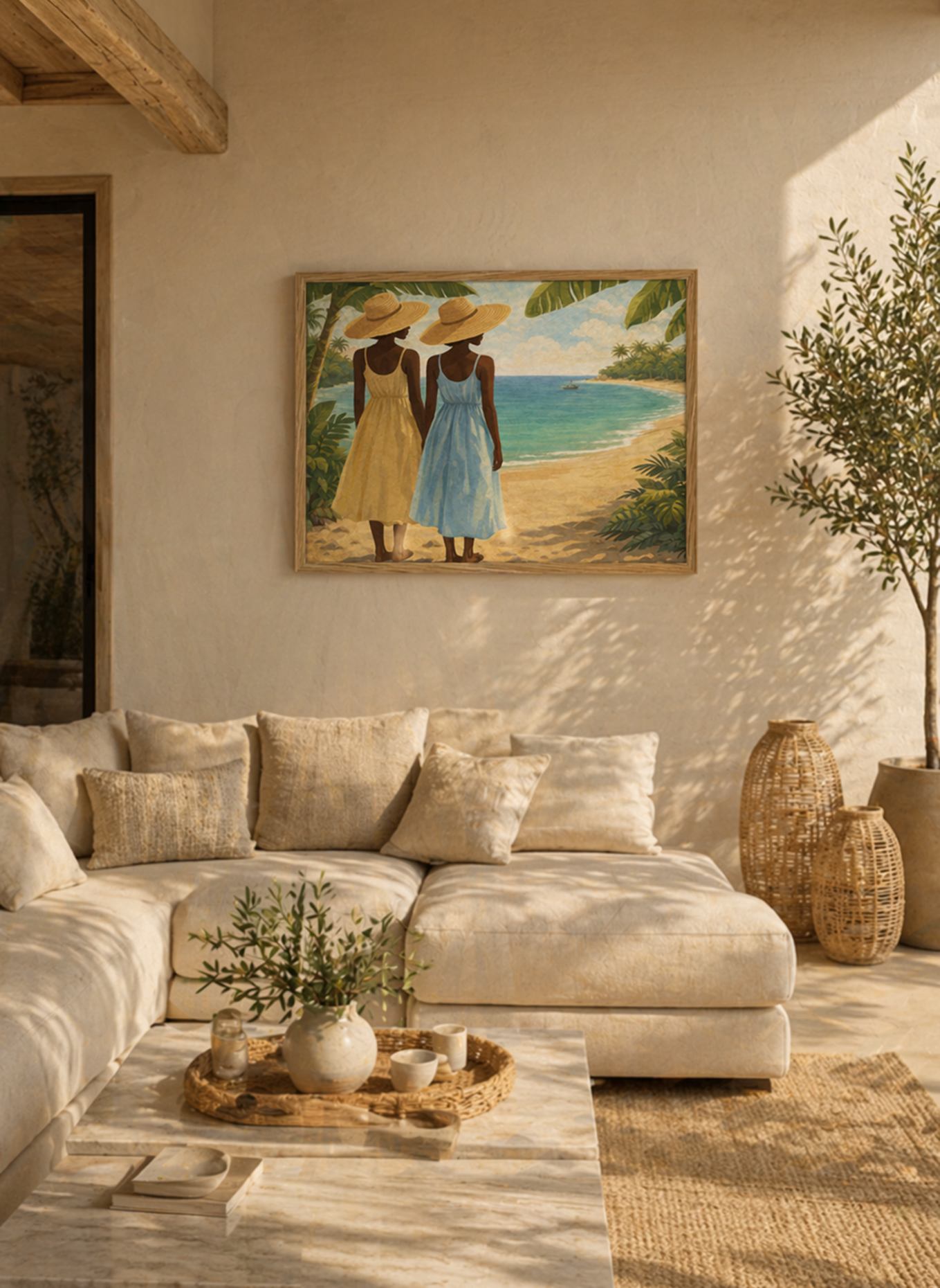 Liv Corday Wandbild STRANDZEIT mit Rahmen: ECRU