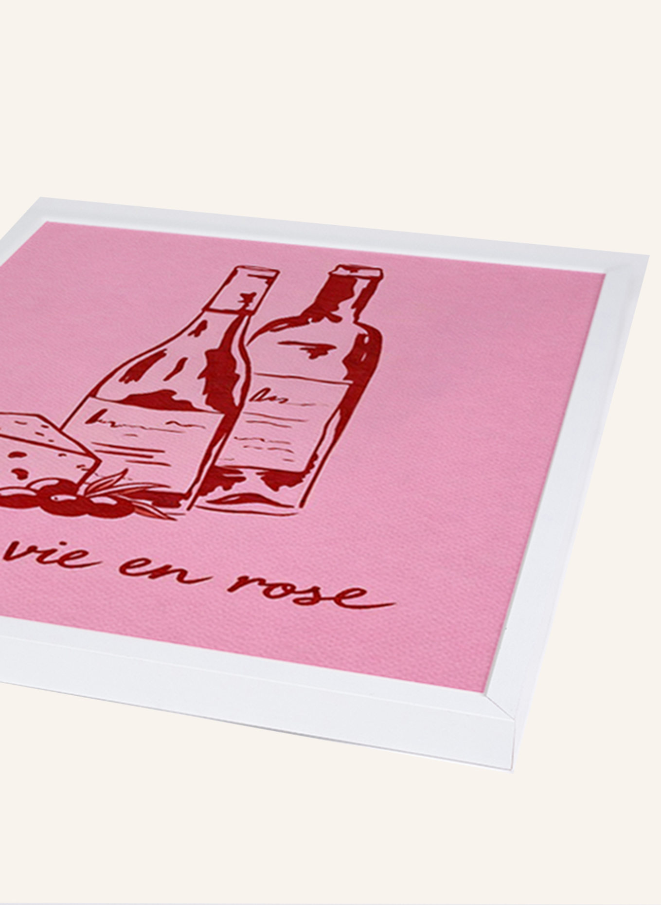Liv Corday Wandbild WEIN MIT KÄSE mit Rahmen: WEISS