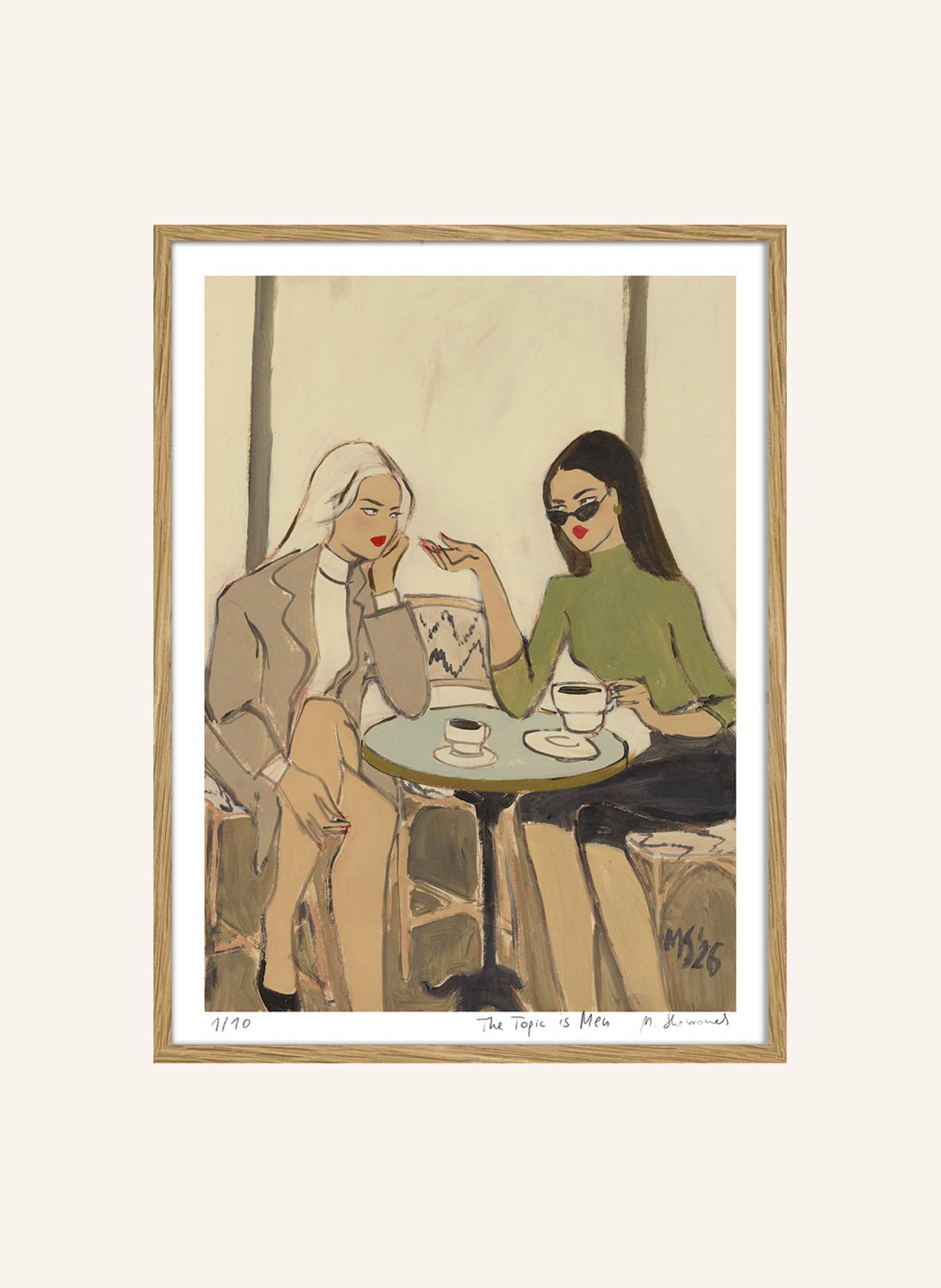 MARTAS ILLUSTRATION Limited-edition artwork *THE TOPIC IS MEN* with frame: ECRU