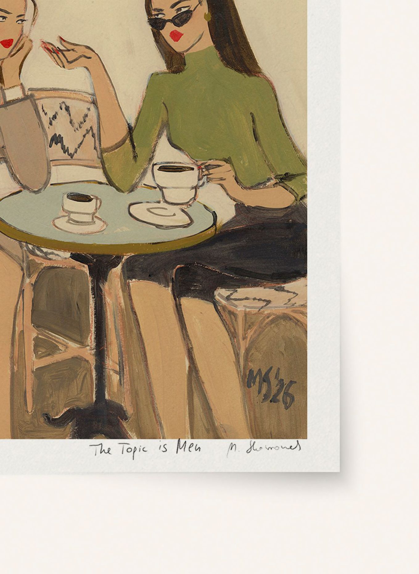 MARTAS ILLUSTRATION Limited-edition artwork *THE TOPIC IS MEN* with frame: ECRU