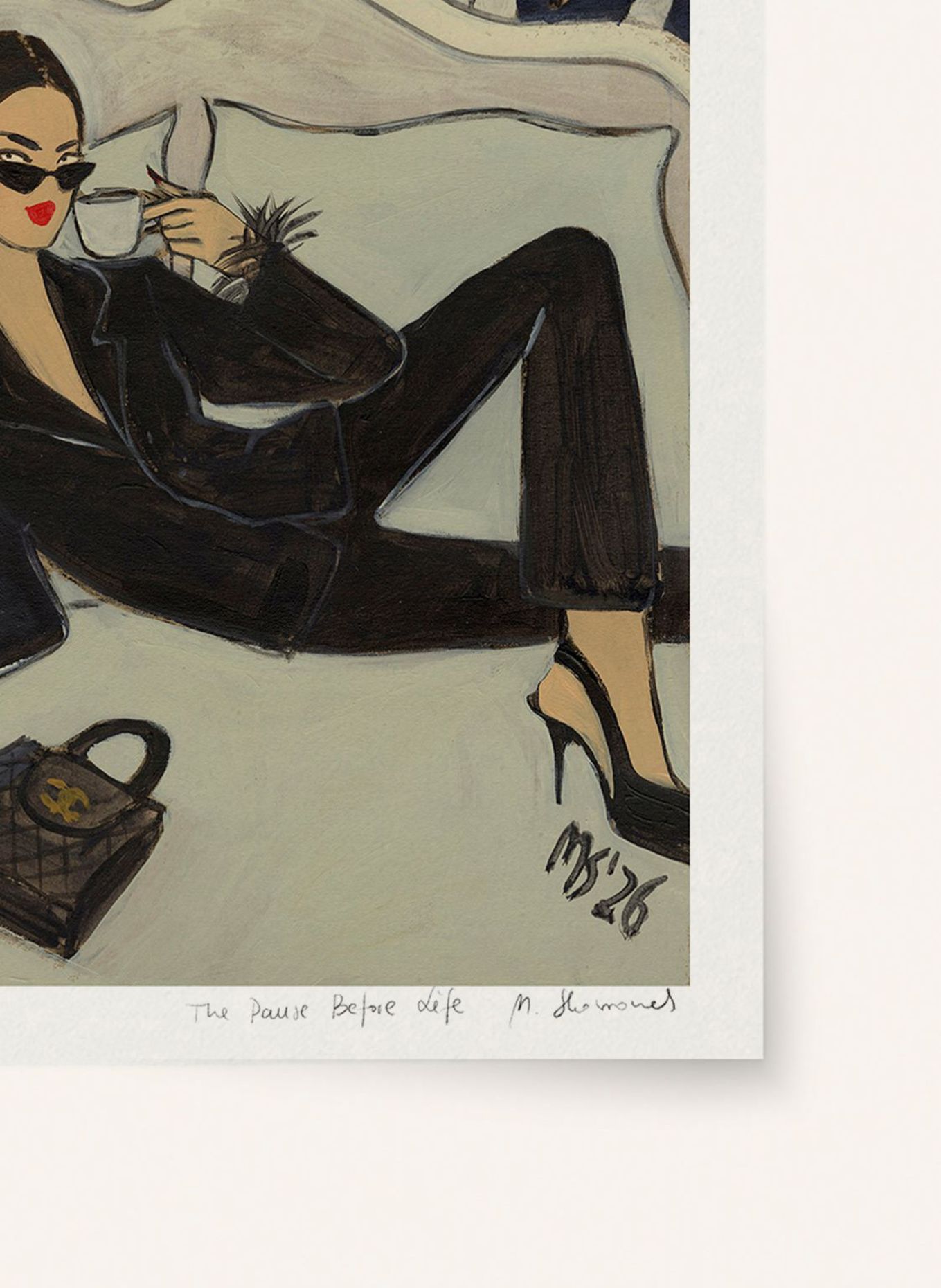 MARTAS ILLUSTRATION Limited-edition artwork *THE PAUSE BEFORE LIFE* with frame: ECRU