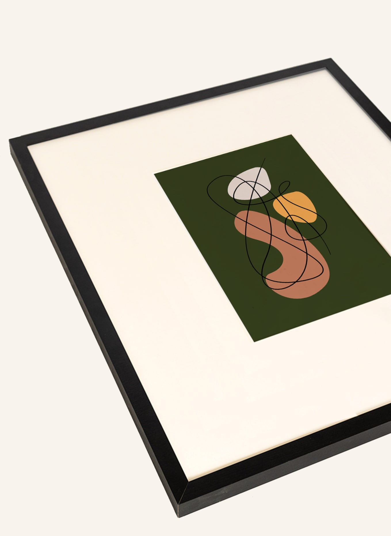 ANY IMAGE Wandbild VERSCHLUNGENE FORMEN mit Rahmen: SCHWARZ