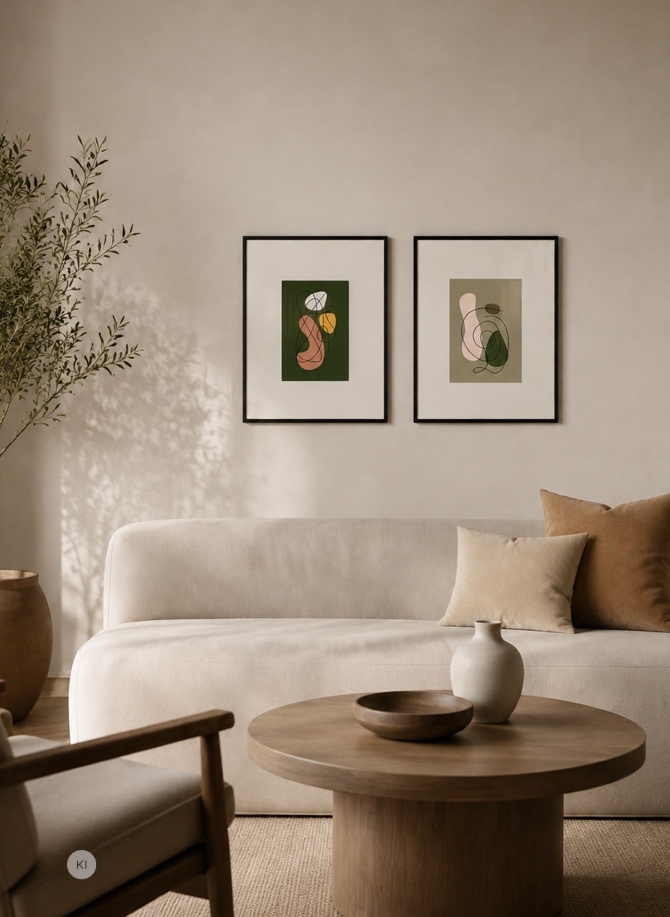 ANY IMAGE Wandbild VERSCHLUNGENE FORMEN mit Rahmen: SCHWARZ