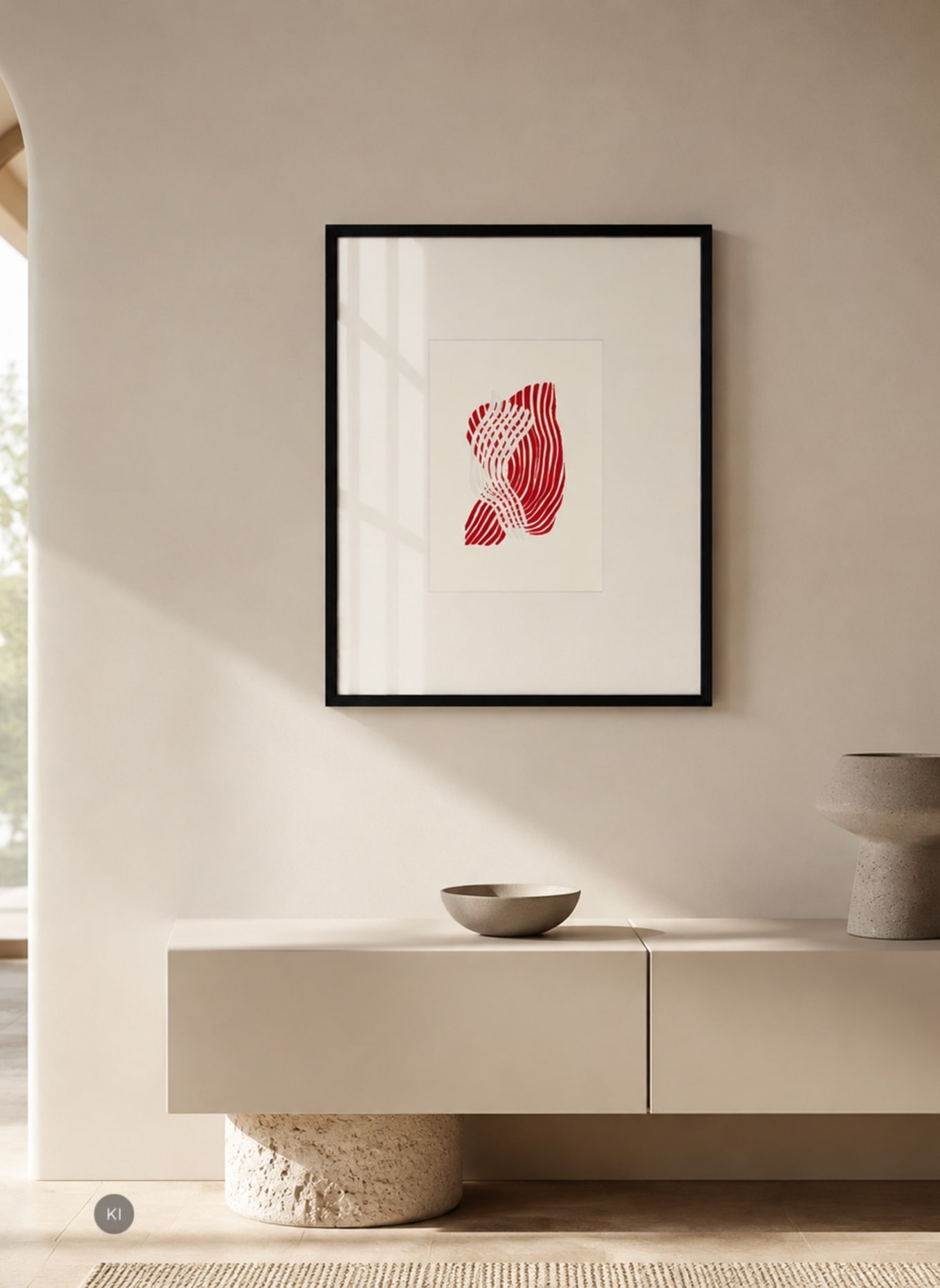 ANY IMAGE Wandbild ROTER RHYTHMUS mit Rahmen: SCHWARZ