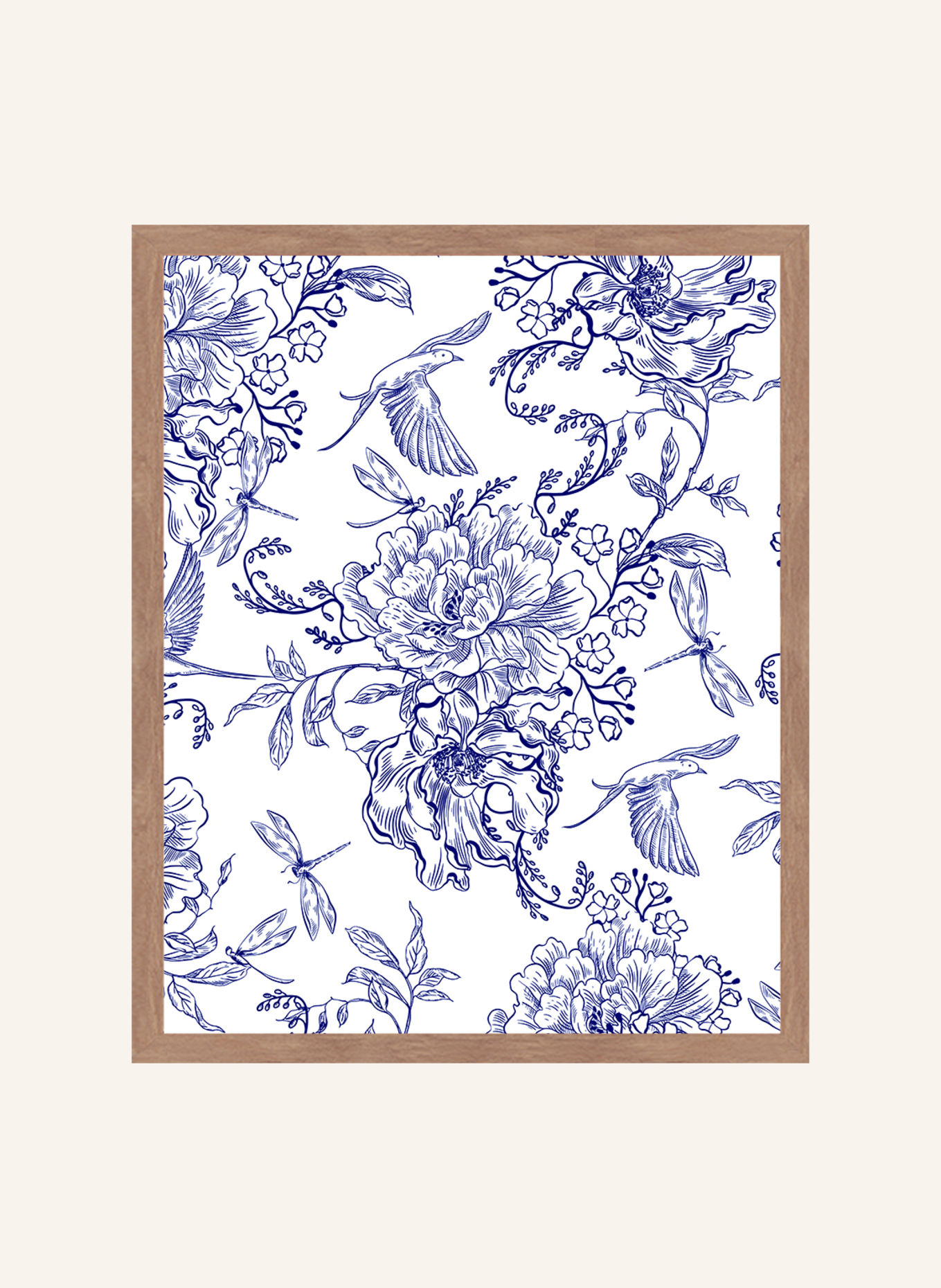 Liv Corday Wandbild ZWISCHEN BLAUEN BLÜTEN mit Rahmen: BRAUN