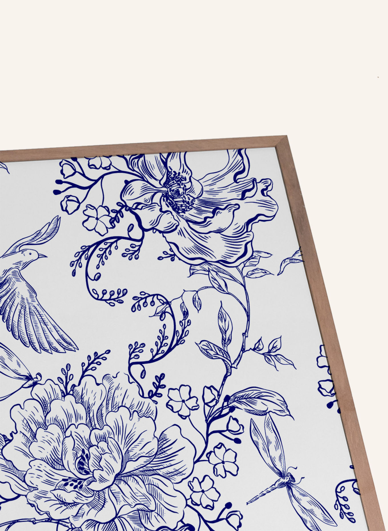 Liv Corday Wandbild ZWISCHEN BLAUEN BLÜTEN mit Rahmen: BRAUN