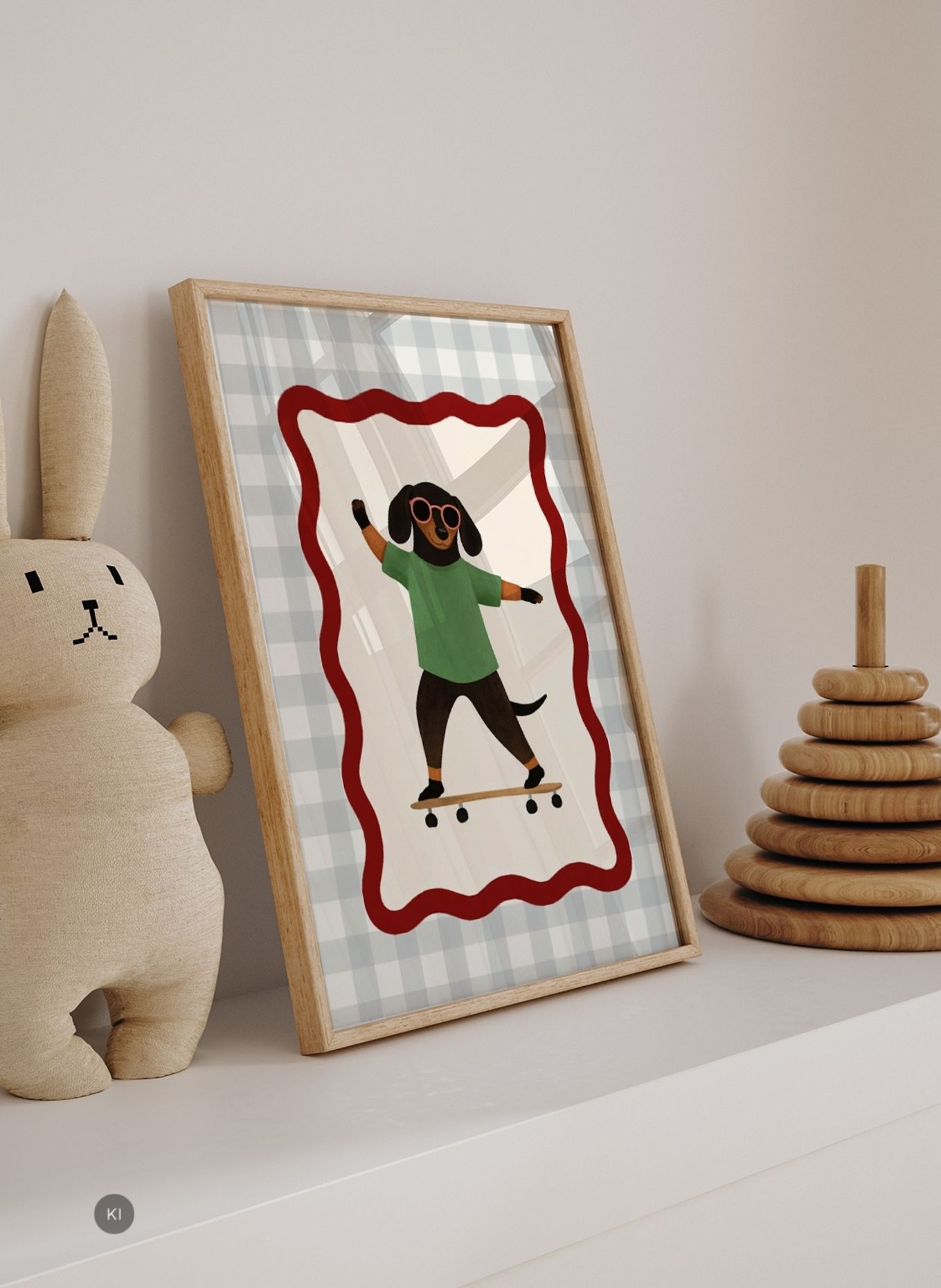 Milan Moon Wandbild COOLER HUND mit Rahmen: ECRU